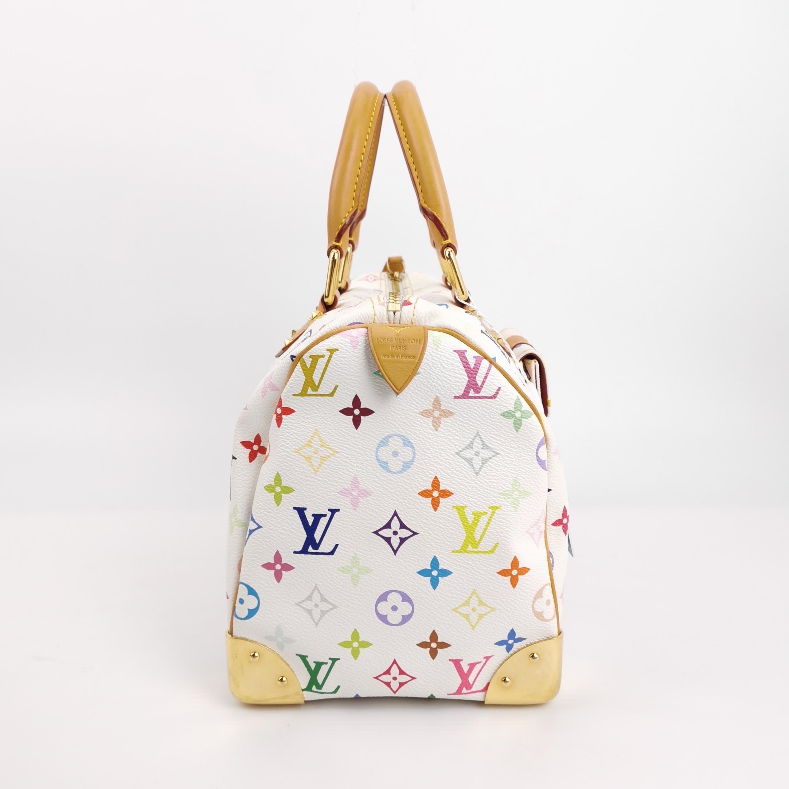 Women's or Men's Louis Vuitton x Takashi Murakami Speedy 30 Lock White Multicolor