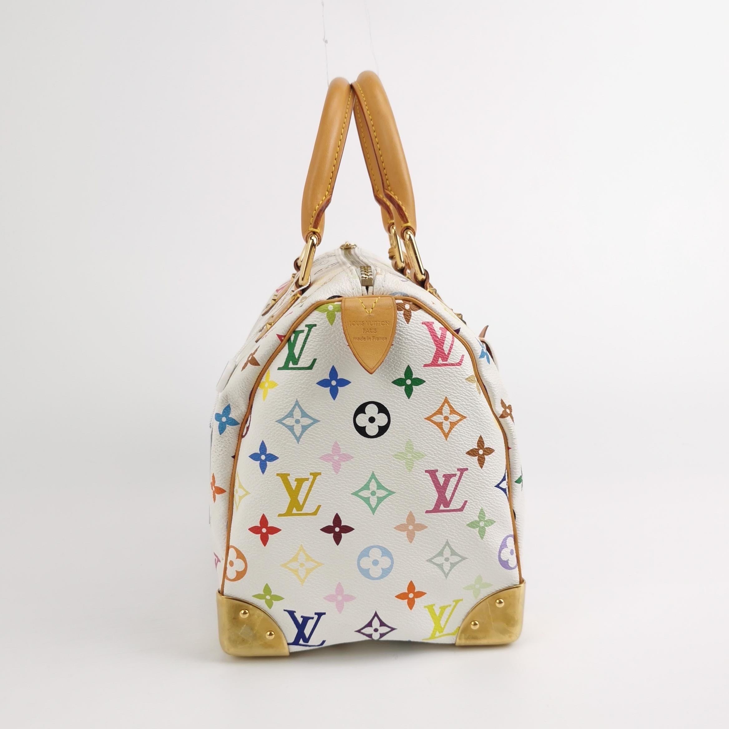De las mujeres Louis Vuitton x Takashi Murakami Speedy 30 Lock Blanco Multicolor