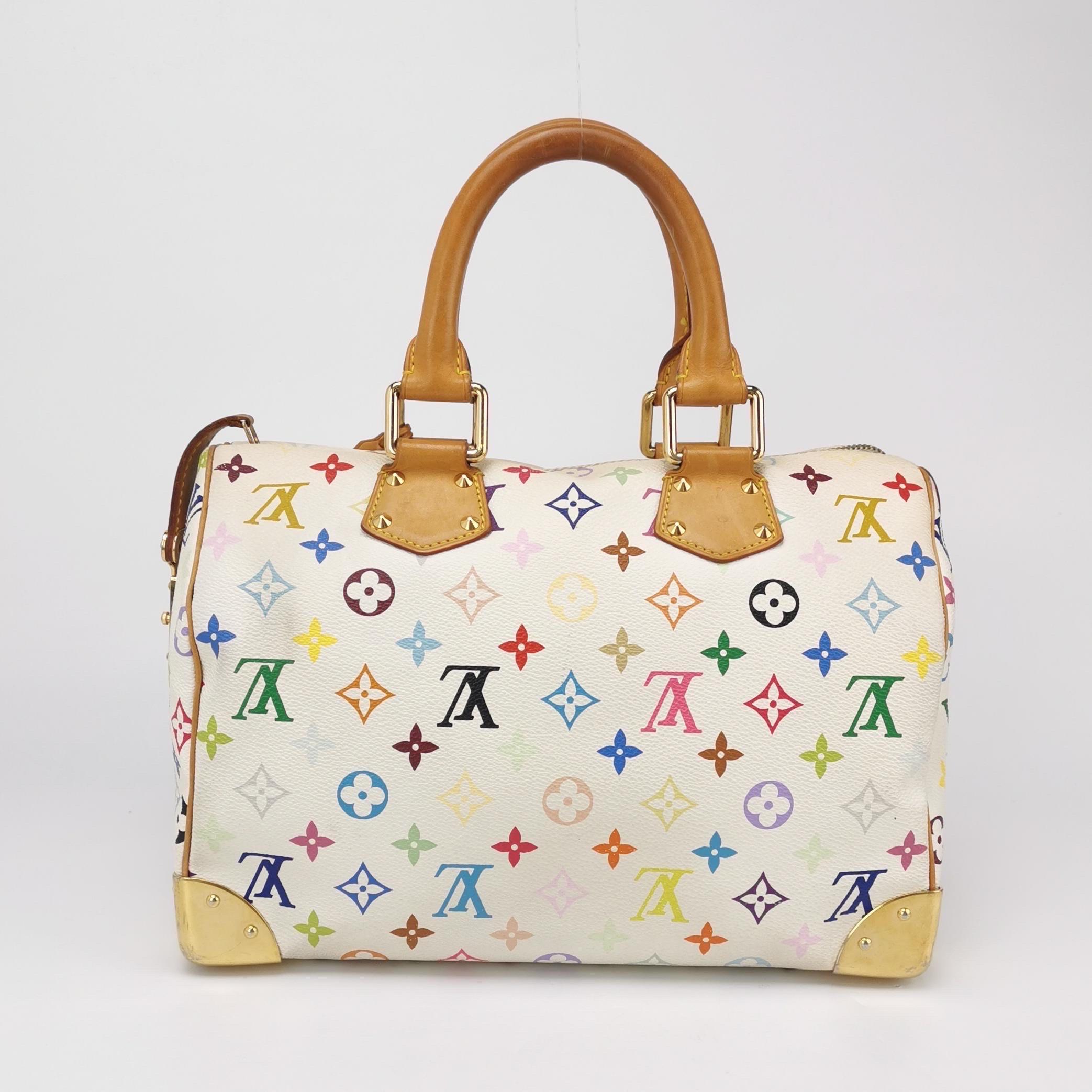 Women's Louis Vuitton x Takashi Murakami Speedy 30 Lock White Multicolor