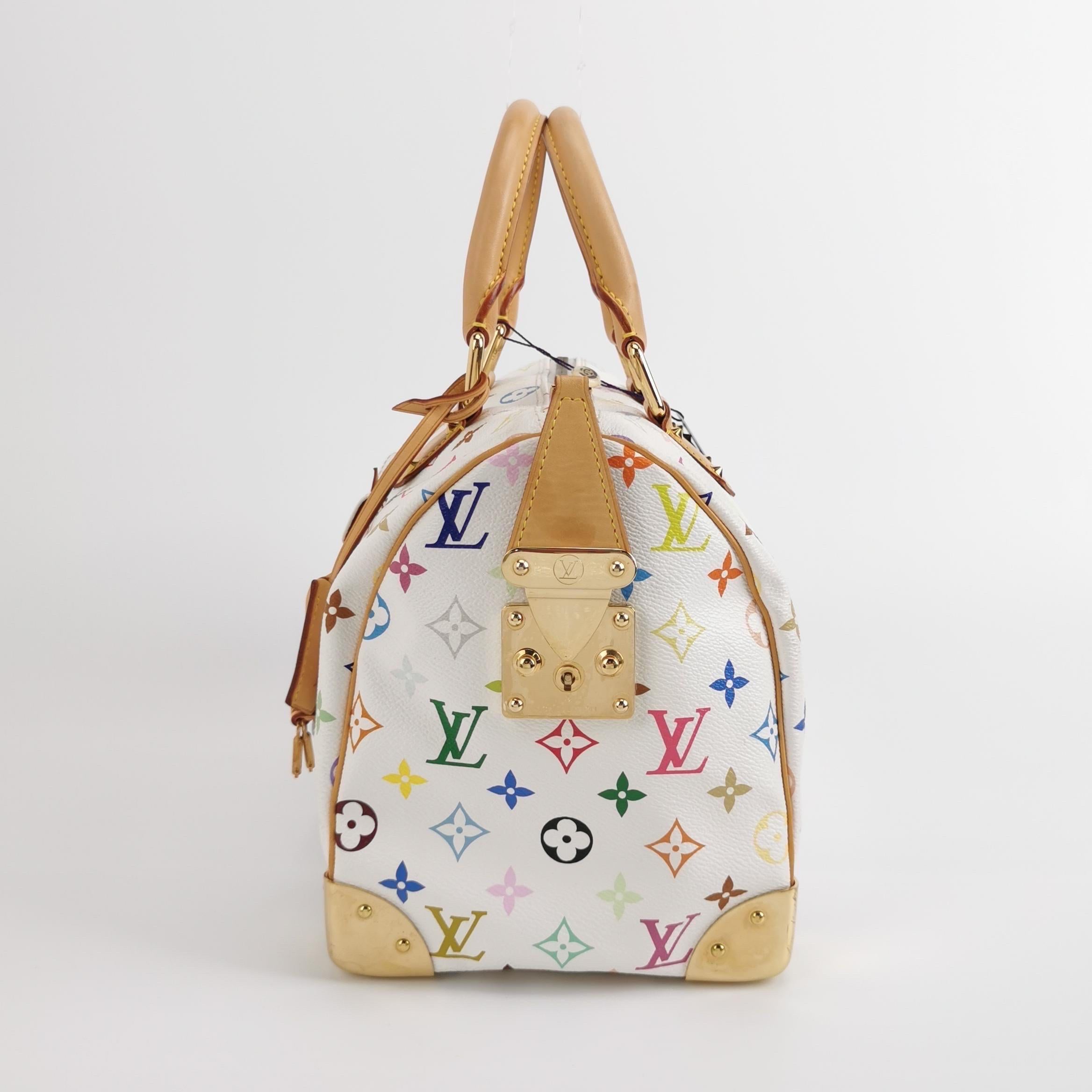 Women's Louis Vuitton x Takashi Murakami Speedy 30 Lock White Multicolor For Sale