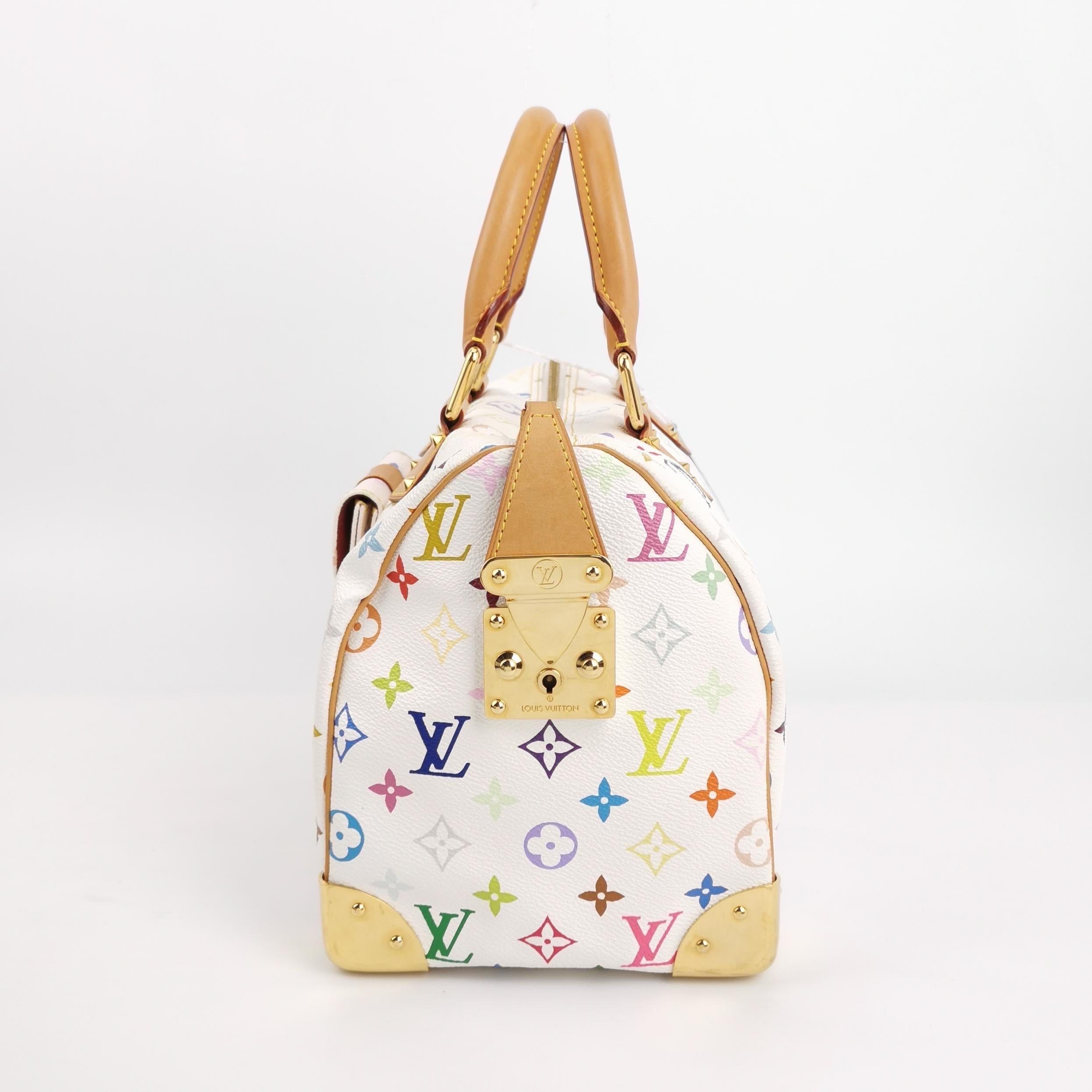 Louis Vuitton x Takashi Murakami Speedy 30 Lock White Multicolor 1