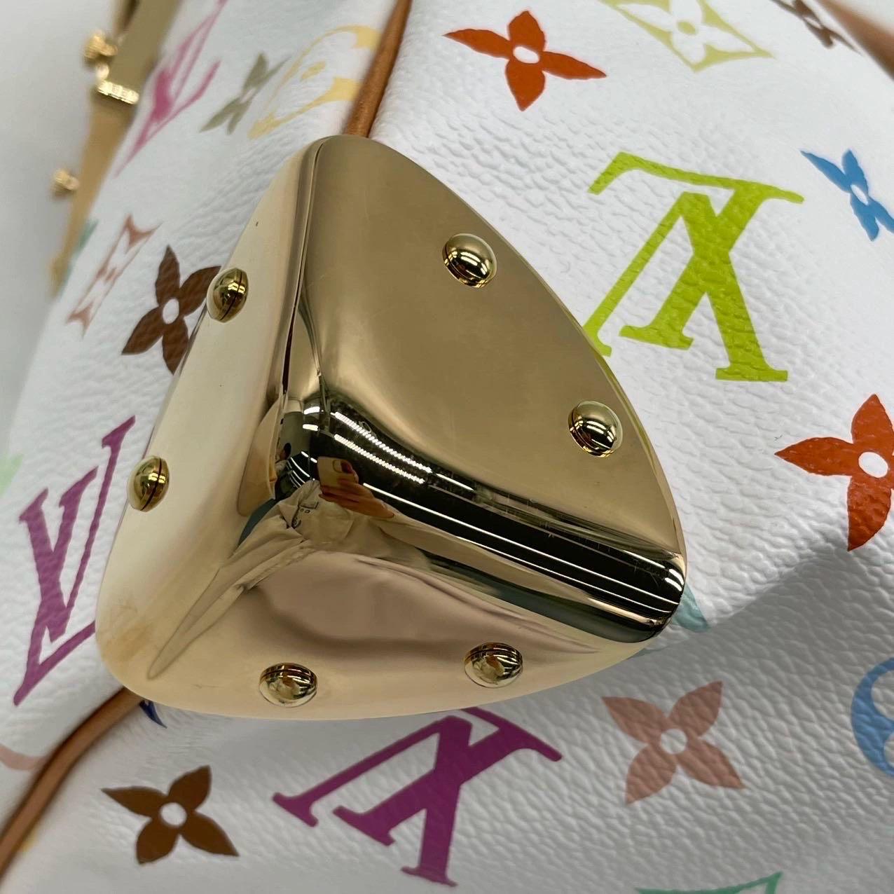 Louis Vuitton x Takashi Murakami Speedy 30 Lock White Multicolor For Sale 1