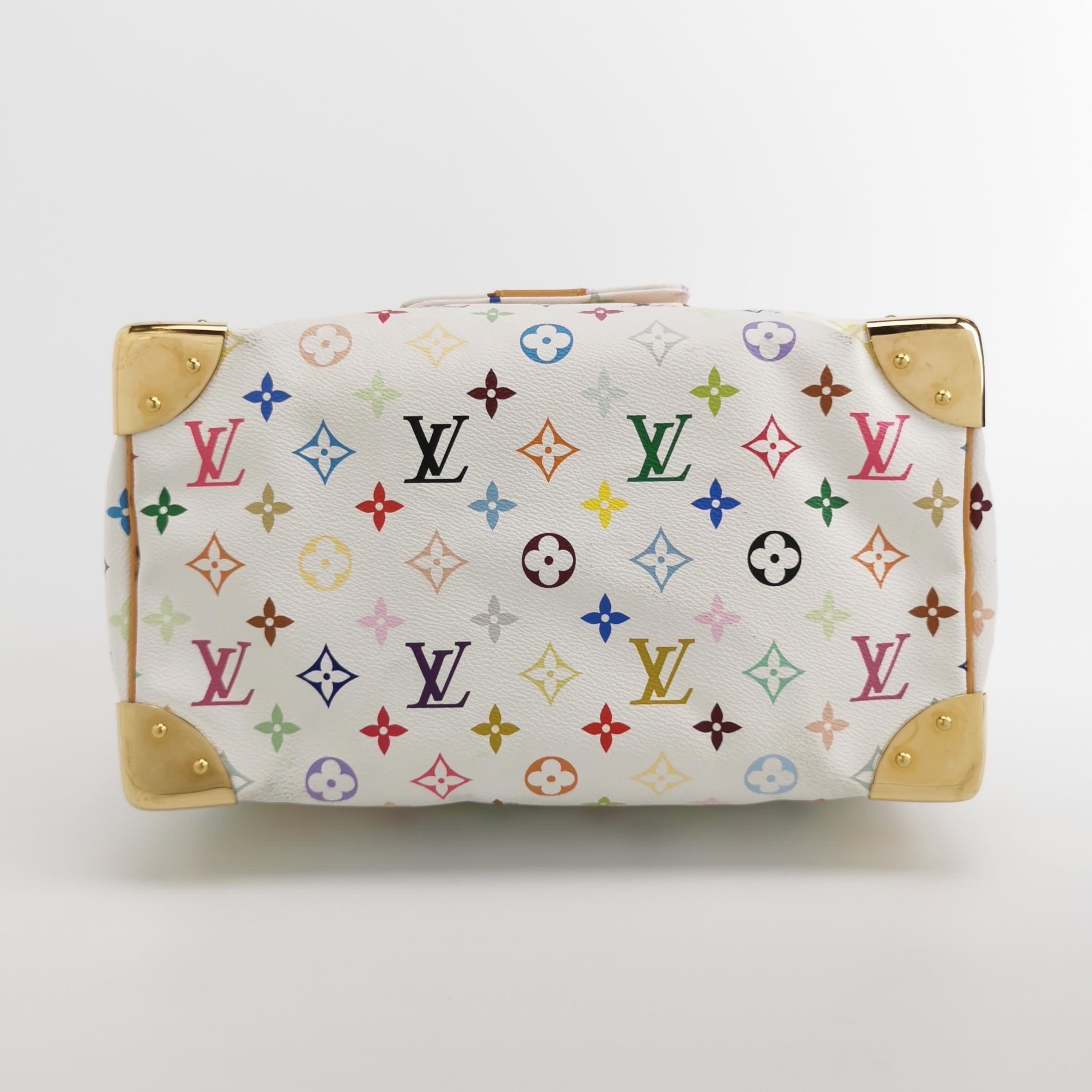 Louis Vuitton x Takashi Murakami Speedy 30 Lock White Multicolor For Sale 2