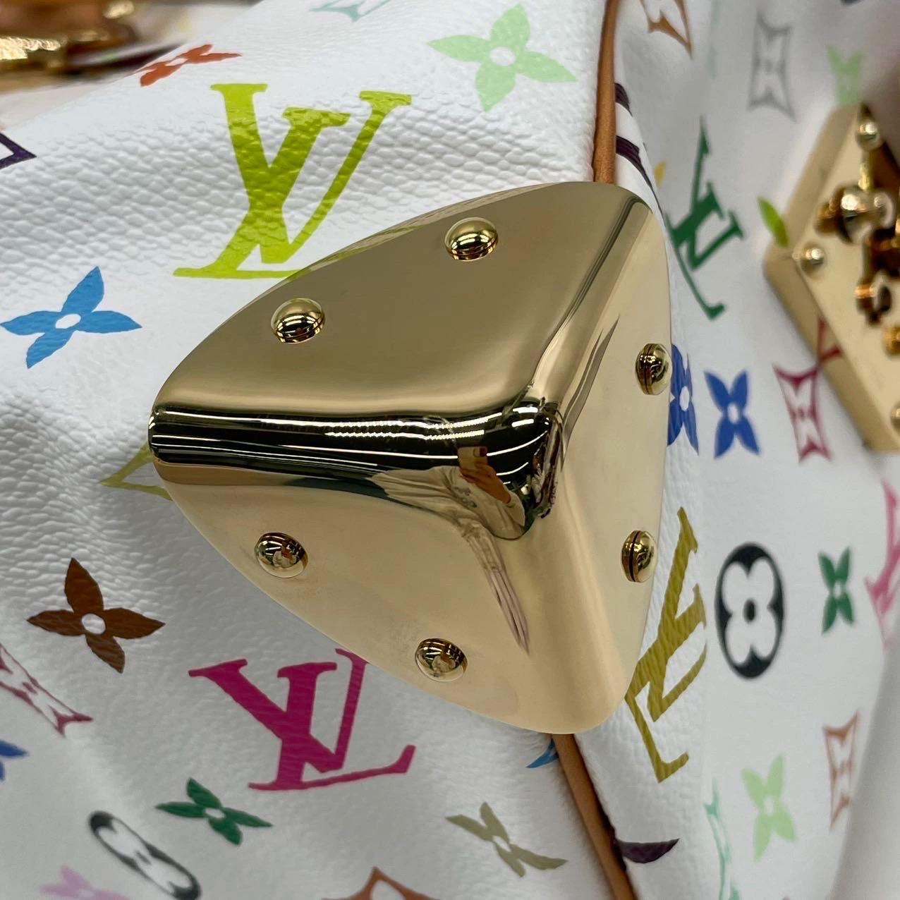 Louis Vuitton x Takashi Murakami Speedy 30 Lock White Multicolor For Sale 2