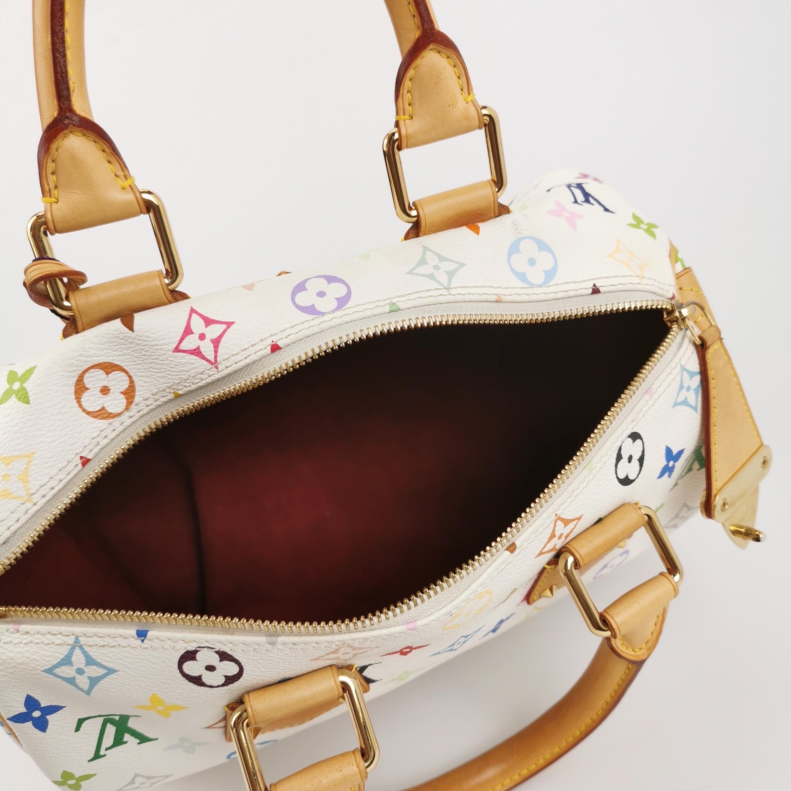 Louis Vuitton x Takashi Murakami Speedy 30 Lock Bianco Multicolor in vendita 3