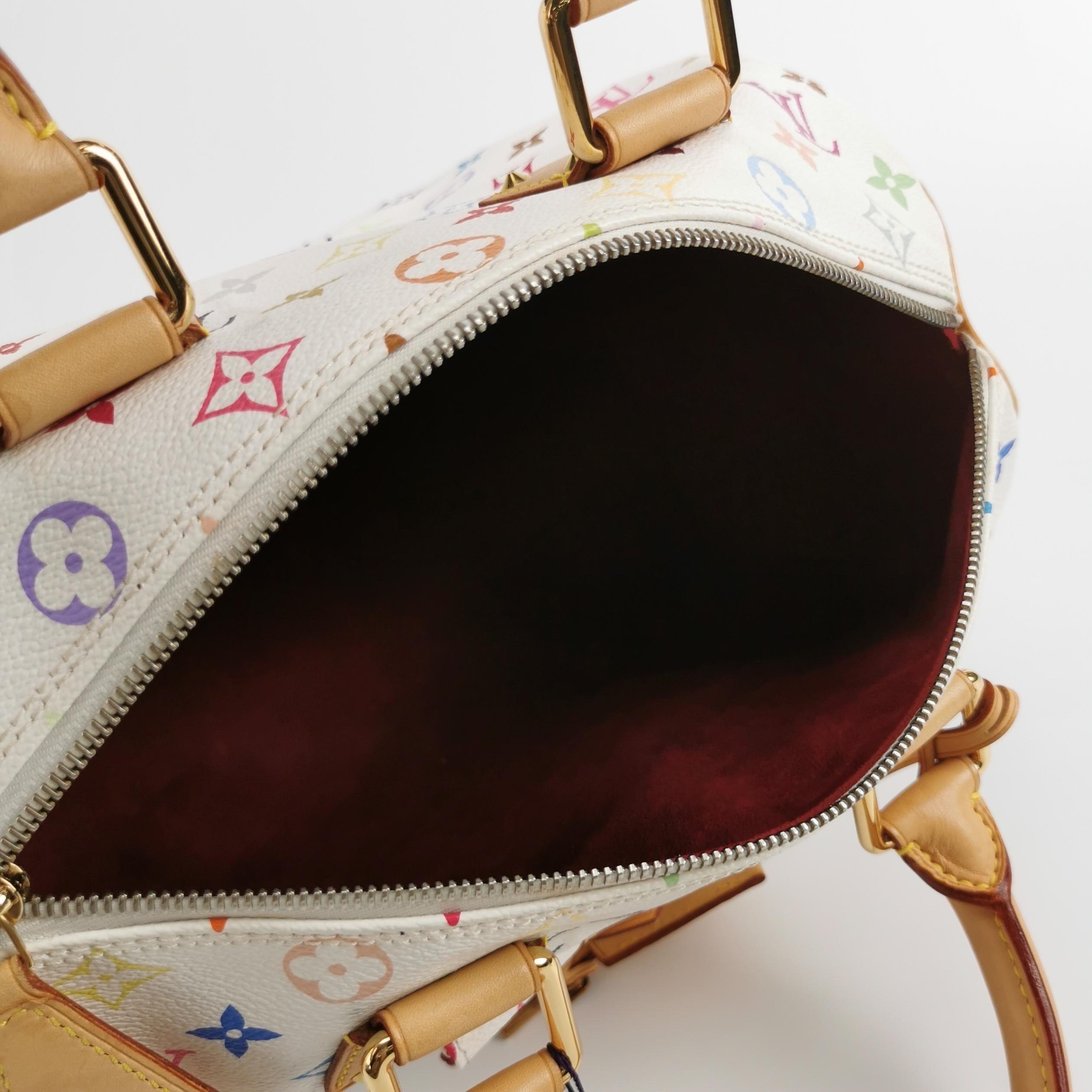 Louis Vuitton x Takashi Murakami Speedy 30 Lock White Multicolor For Sale 3