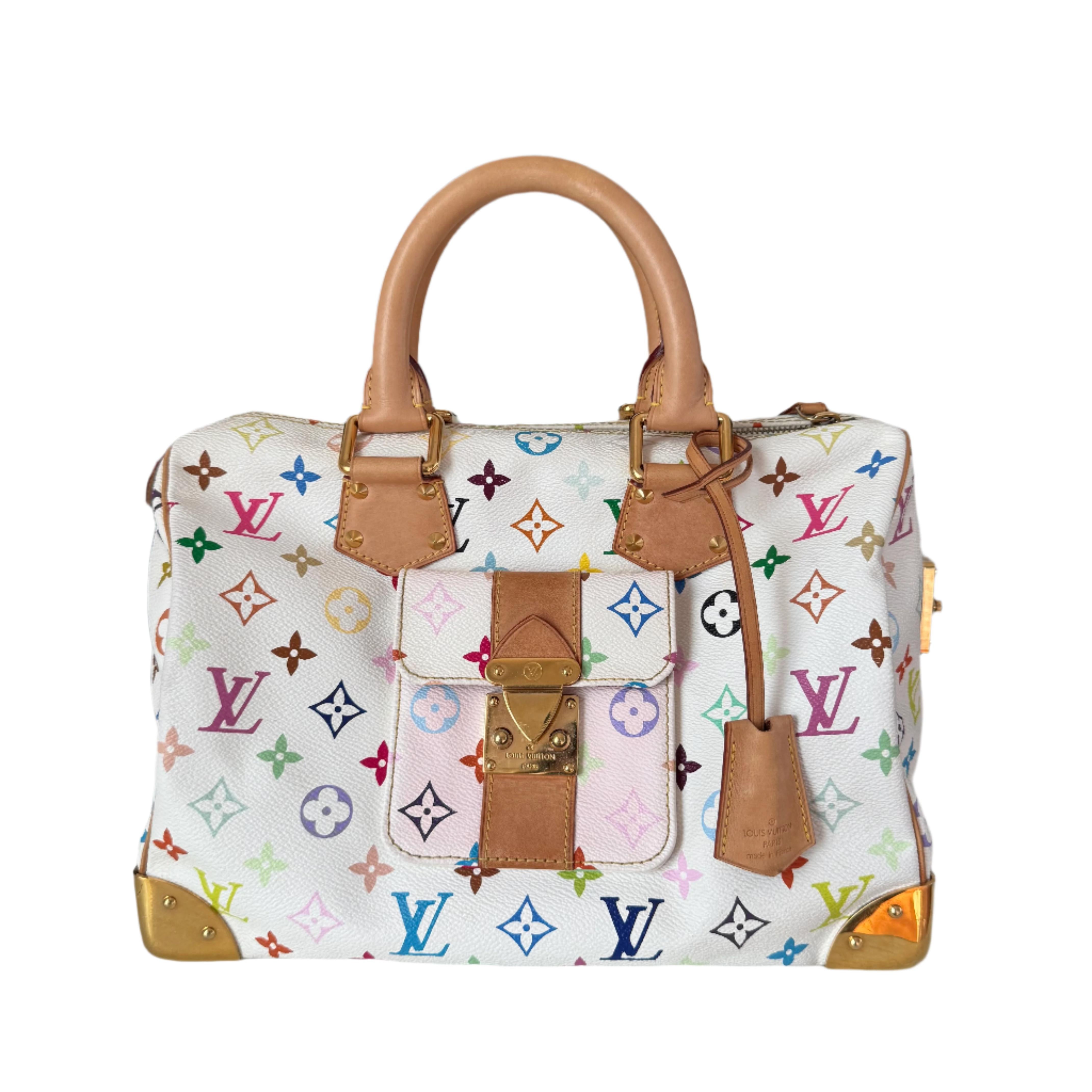Louis Vuitton x Takashi Murakami Speedy 30 Lock White Multicolor For Sale 3