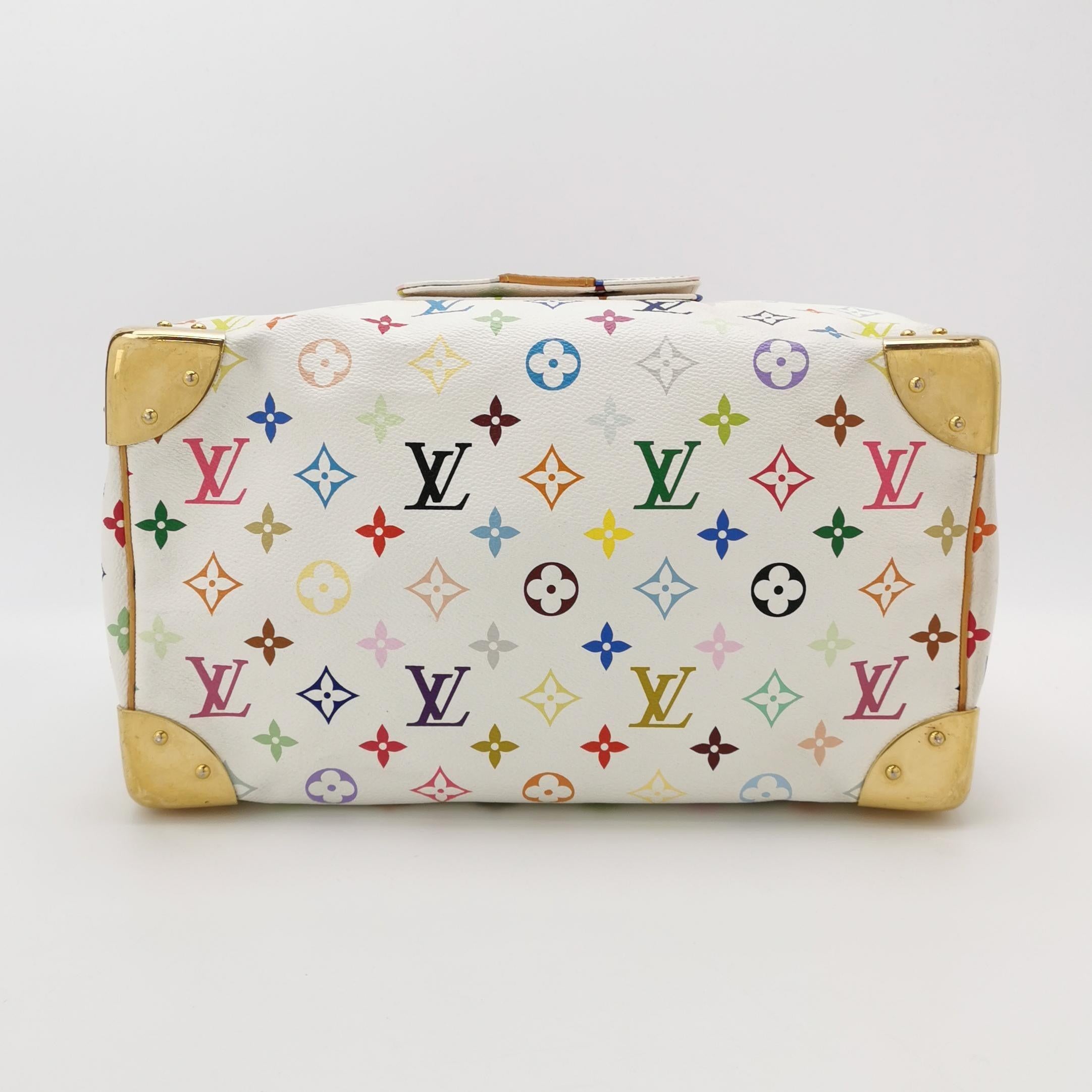 Louis Vuitton x Takashi Murakami Speedy 30 Lock White Multicolor For Sale 4