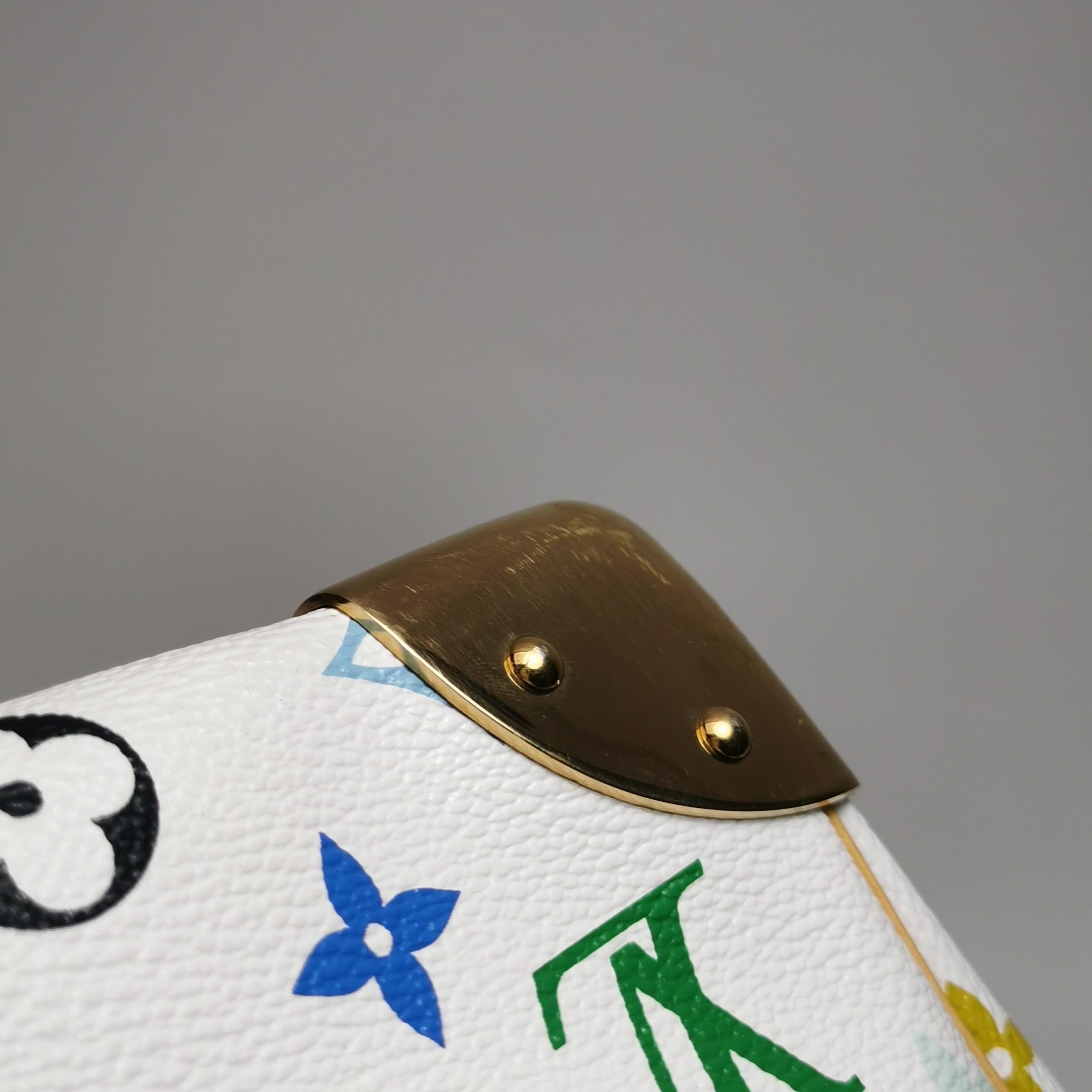 Louis Vuitton x Takashi Murakami Speedy 30 Lock Bianco Multicolor in vendita 5