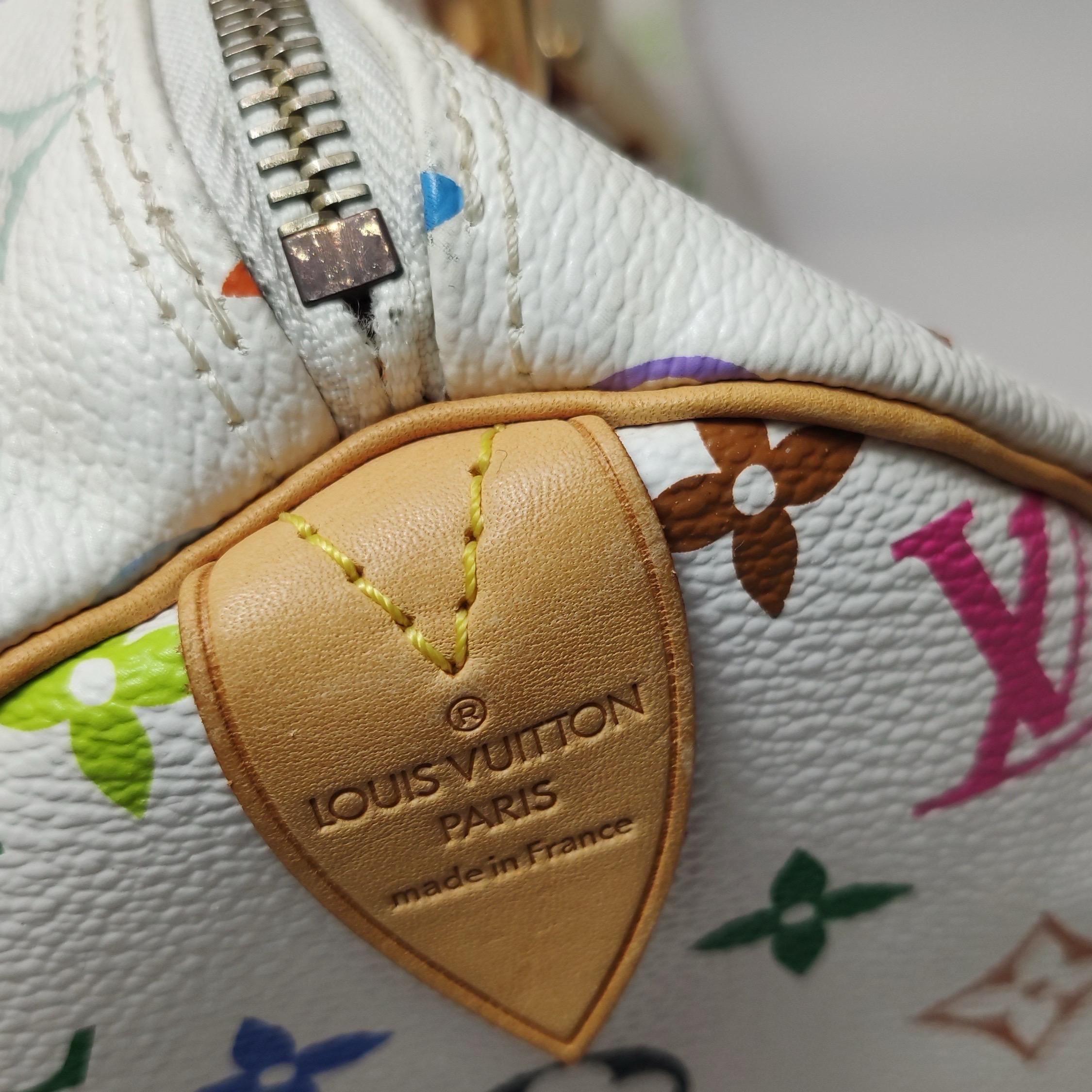 Louis Vuitton x Takashi Murakami Speedy 30 Lock White Multicolor For Sale 5