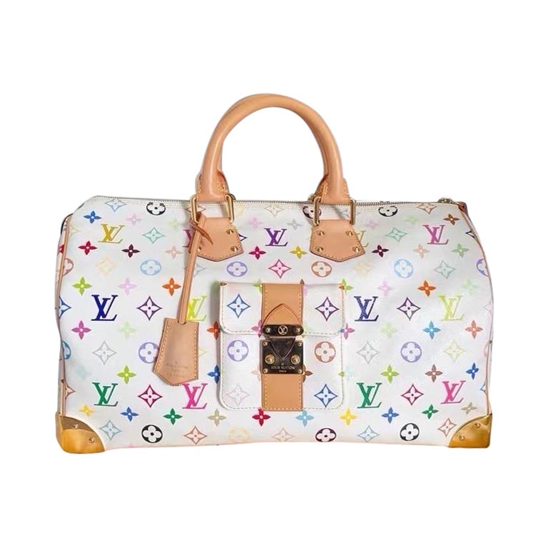 Louis Vuitton x Takashi Murakami Speedy 40 White Multicolor For Sale
