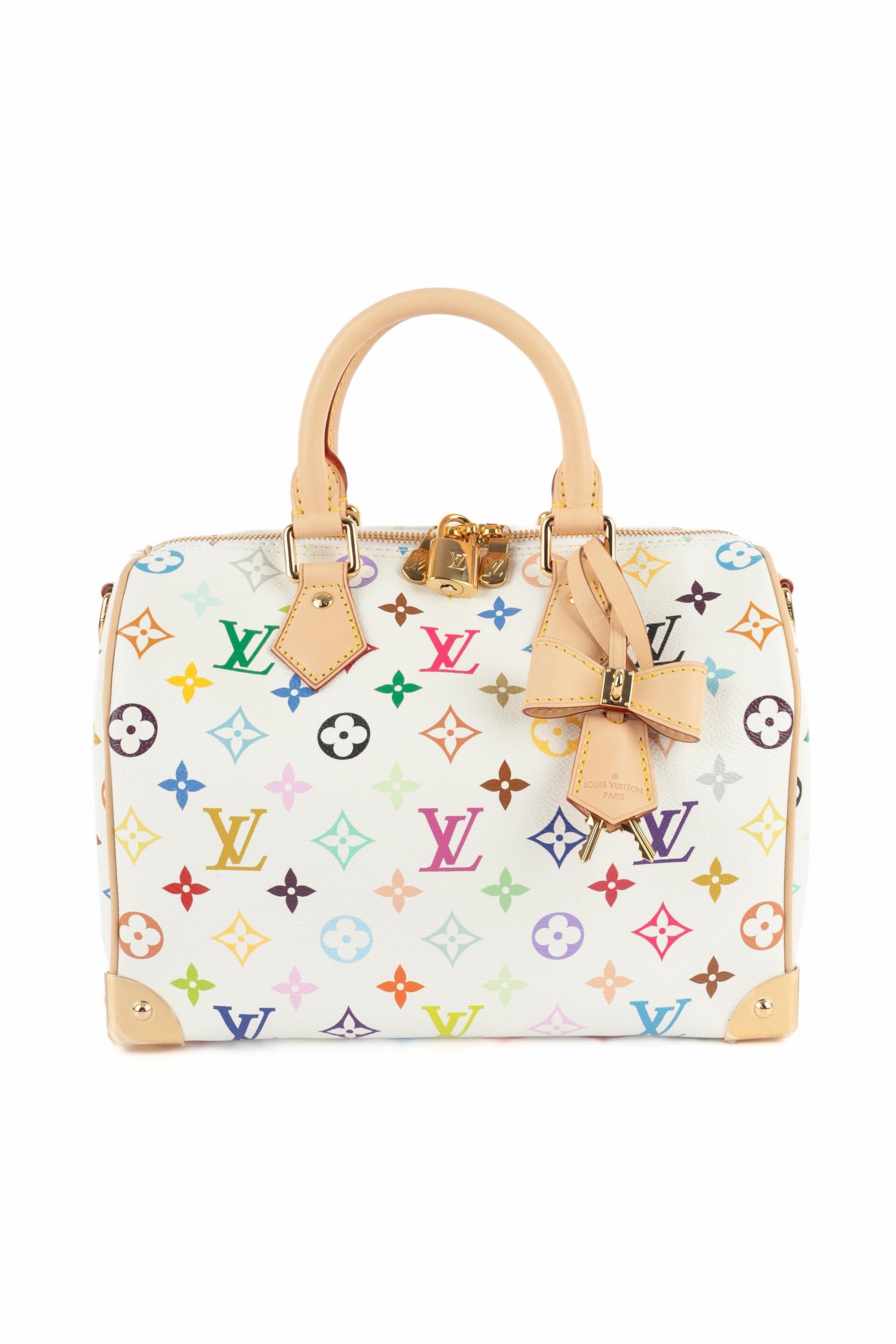 Beige Louis Vuitton x Takashi Murakami Speedy en vente