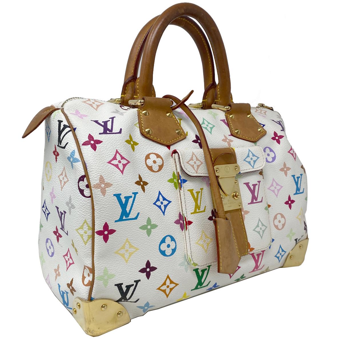 Company-Louis Vuitton
Style-Louis Vuitton x Takashi Murakami - Speedy Monogram 30 White Multicolor Handbag
Outside -Bag exterior has no rips , tears or stains 
Inside -No rips , tears or stains 
Pockets-1 Interior pockets - 1 Exterior 
Handles/