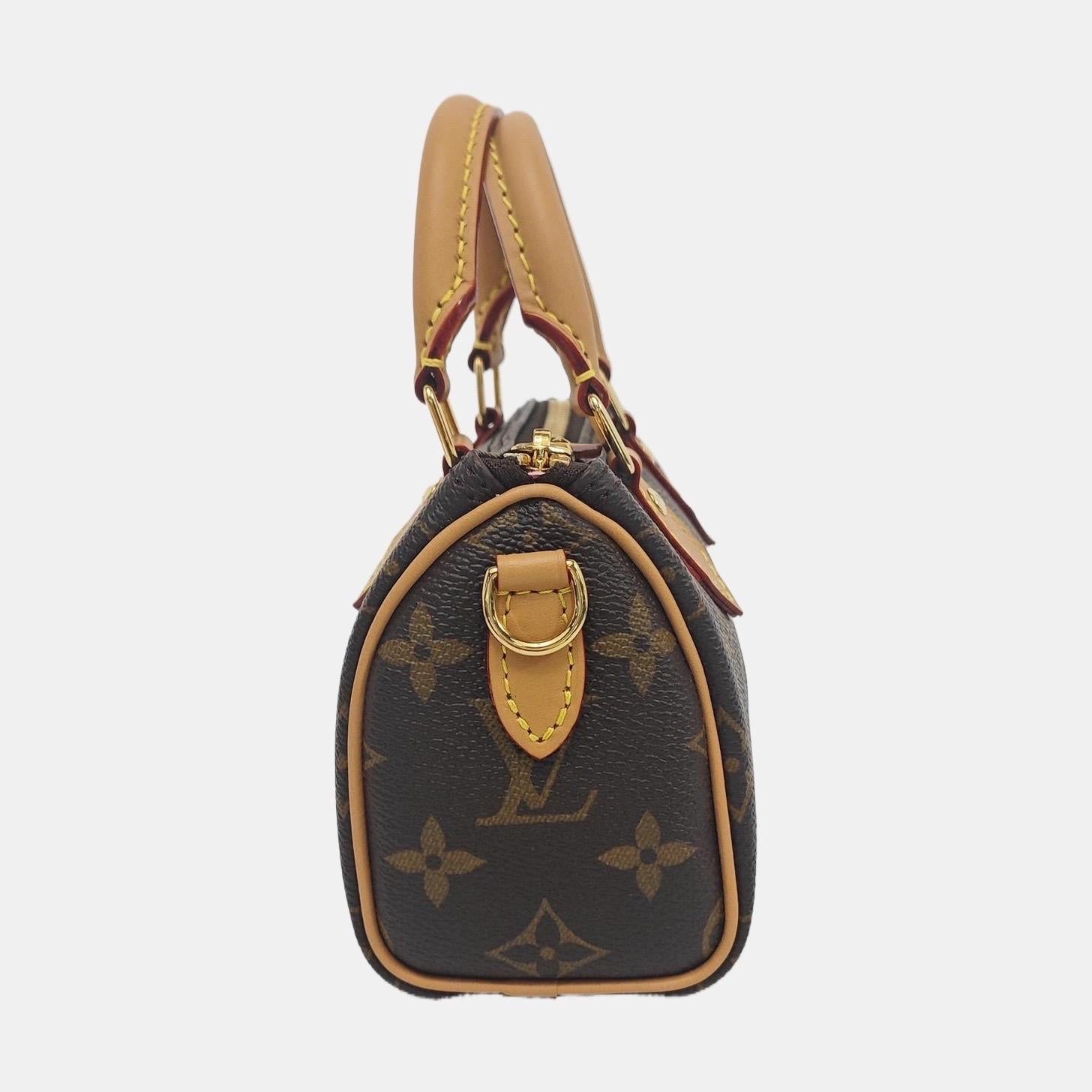 Louis Vuitton x Takashi Murakami Speedy Nano Monogram mit Blume Crossbody Bag (Braun) im Angebot