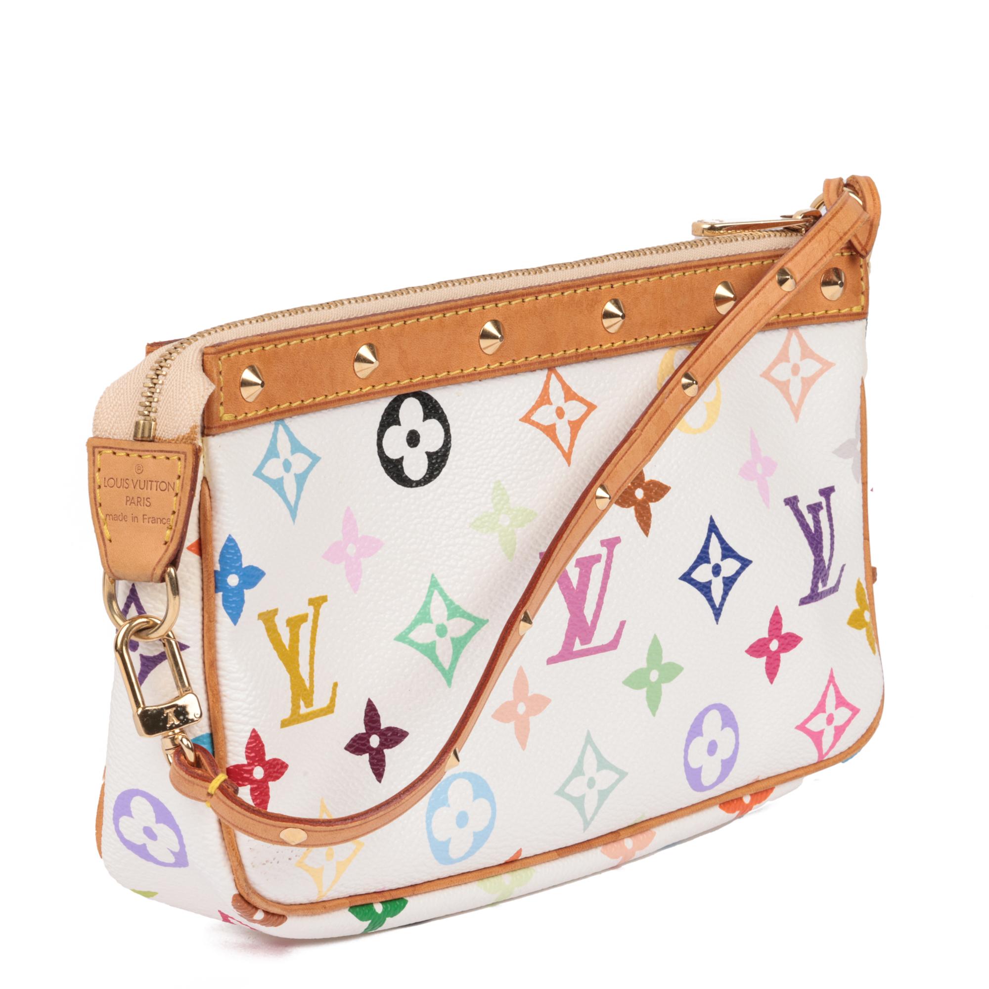 LOUIS VUITTON
x Takashi Murakami White Multicolore Monogram Canvas& Vachetta Leather Vintage Pochette Accessoires

Xupes Reference: HB5090
Serial Number: SL0093
Age (Circa): 2003
Authenticity Details: Date Stamp (Made in France)
Gender: Ladies
Type: