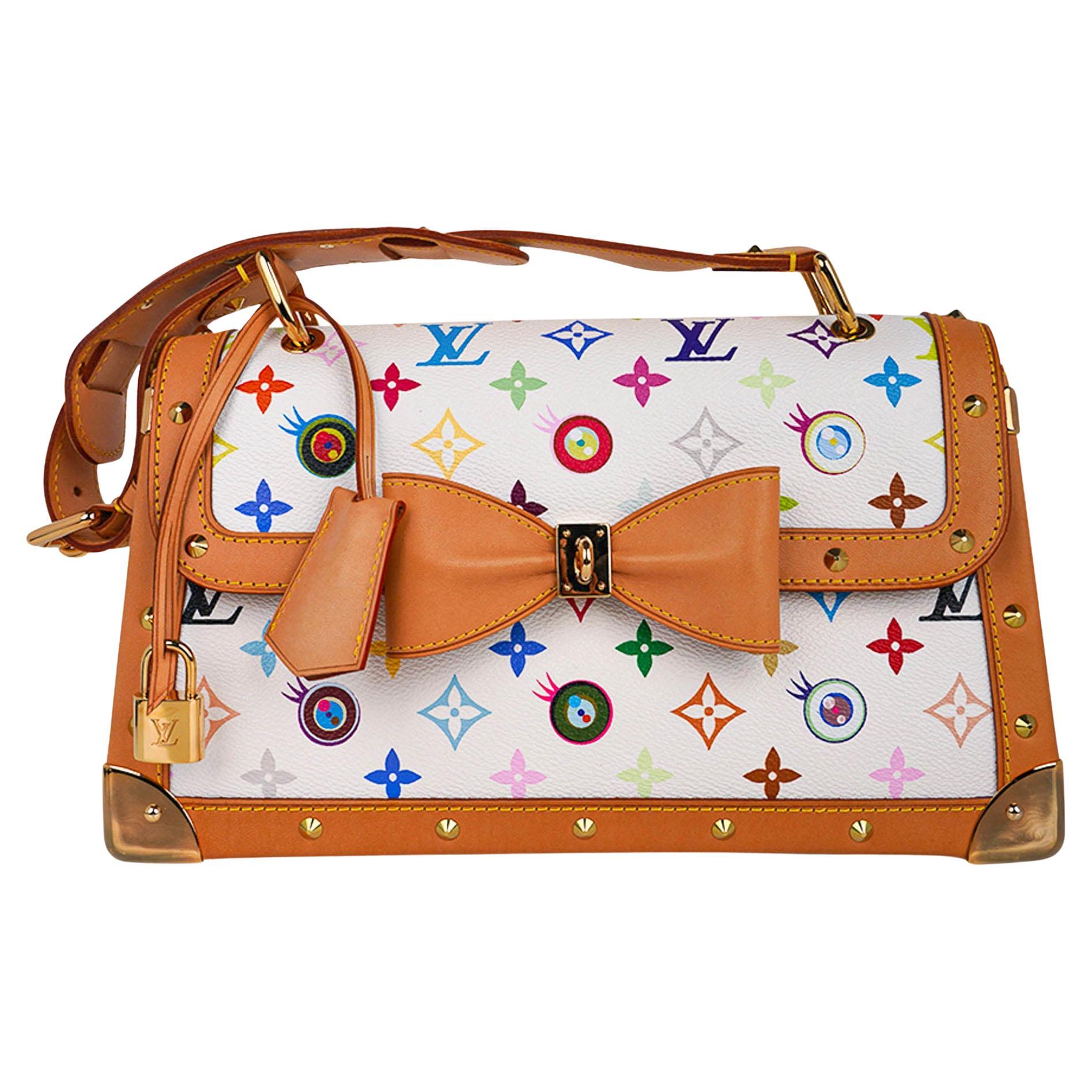 Louis Vuitton x Takashi Murakami Weiße mehrfarbige Eye Need You Tasche mit Monogramm Multicolor im Angebot