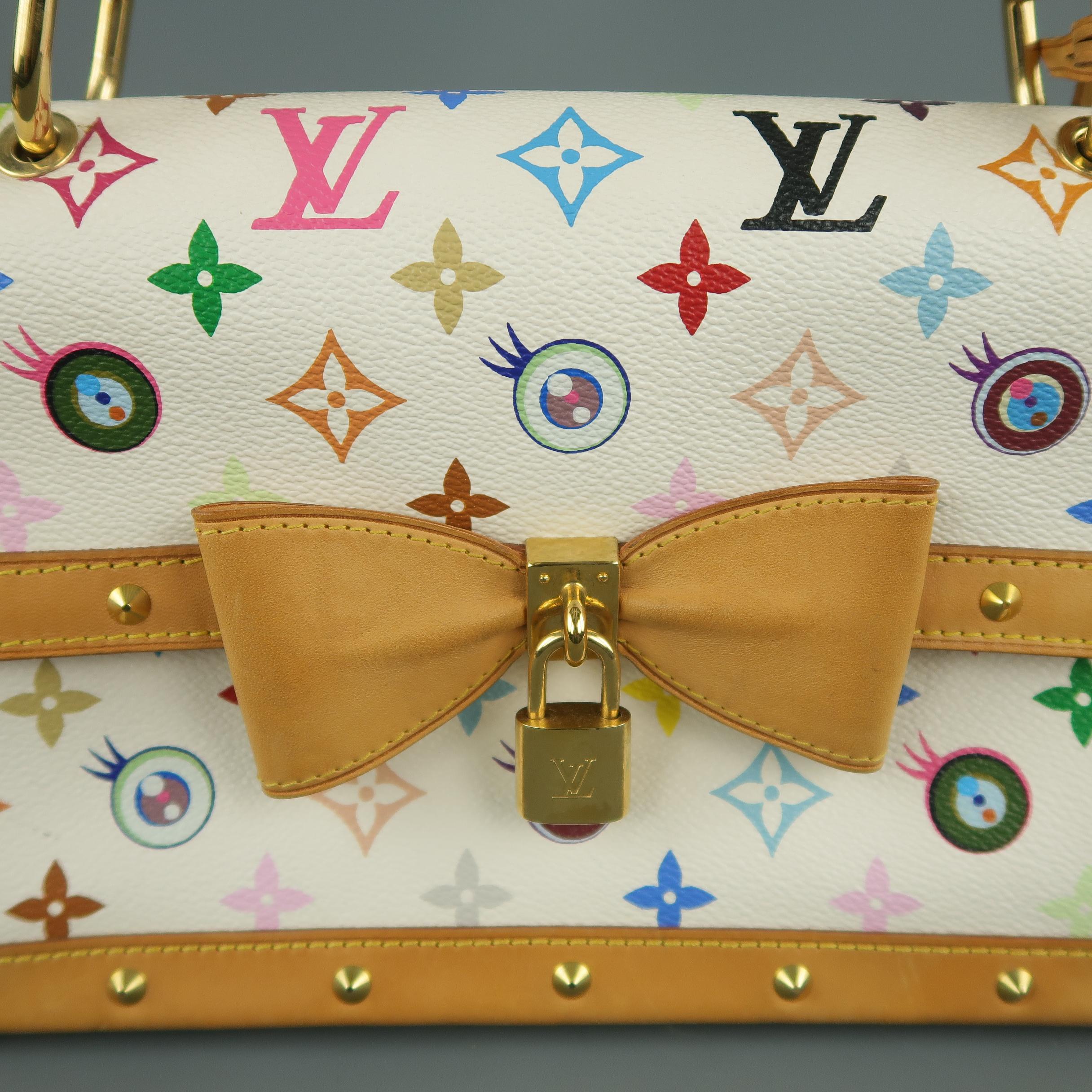 LOUIS VUITTON x Takashi Murakami Weiße Multicolor-Tasche mit Monogramm EYE NEED YOU Damen