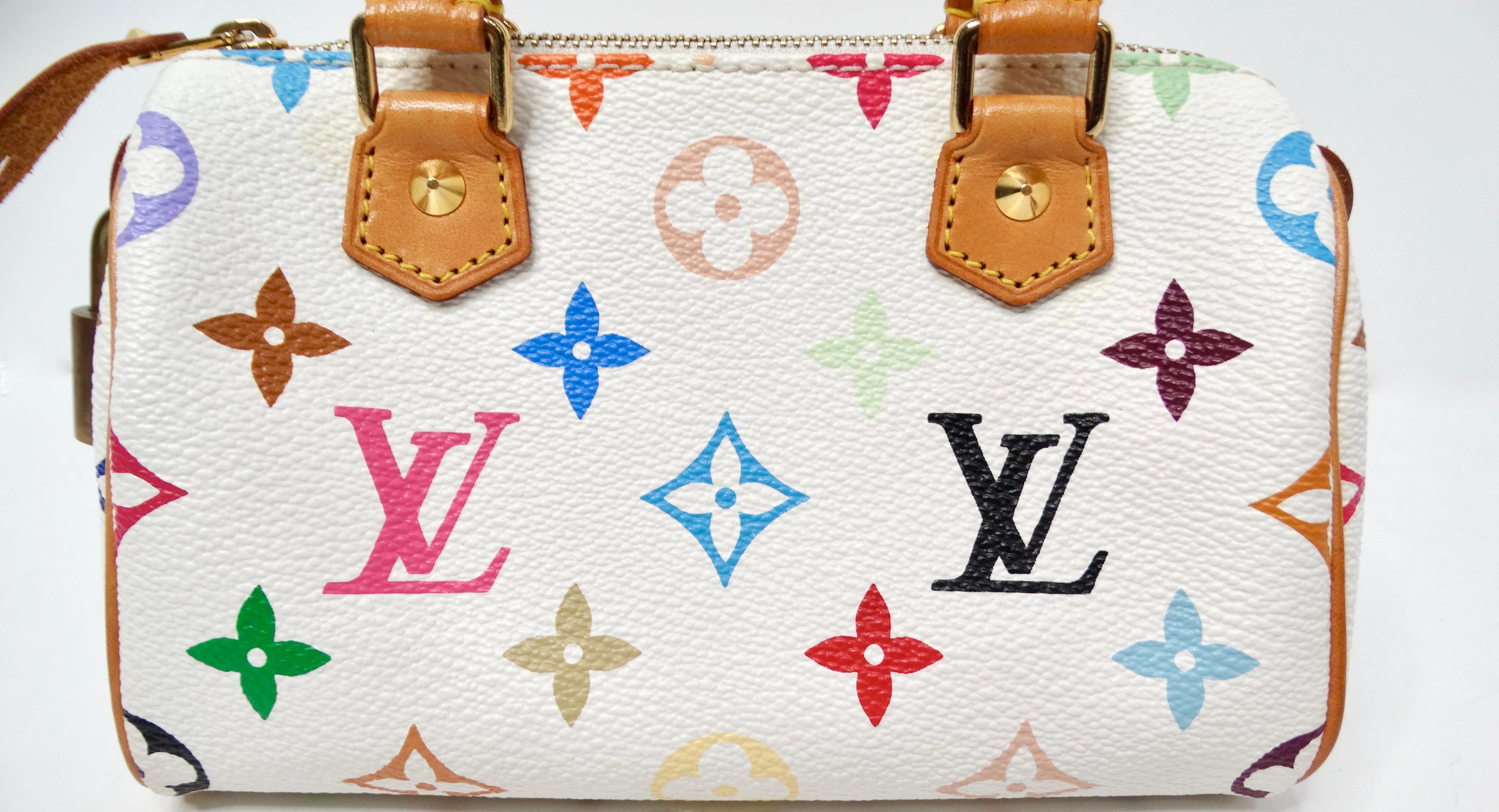 Louis Vuitton x Takashi Murakami Y2K White Multicolor Mini Speedy Handbag In Good Condition For Sale In Scottsdale, AZ