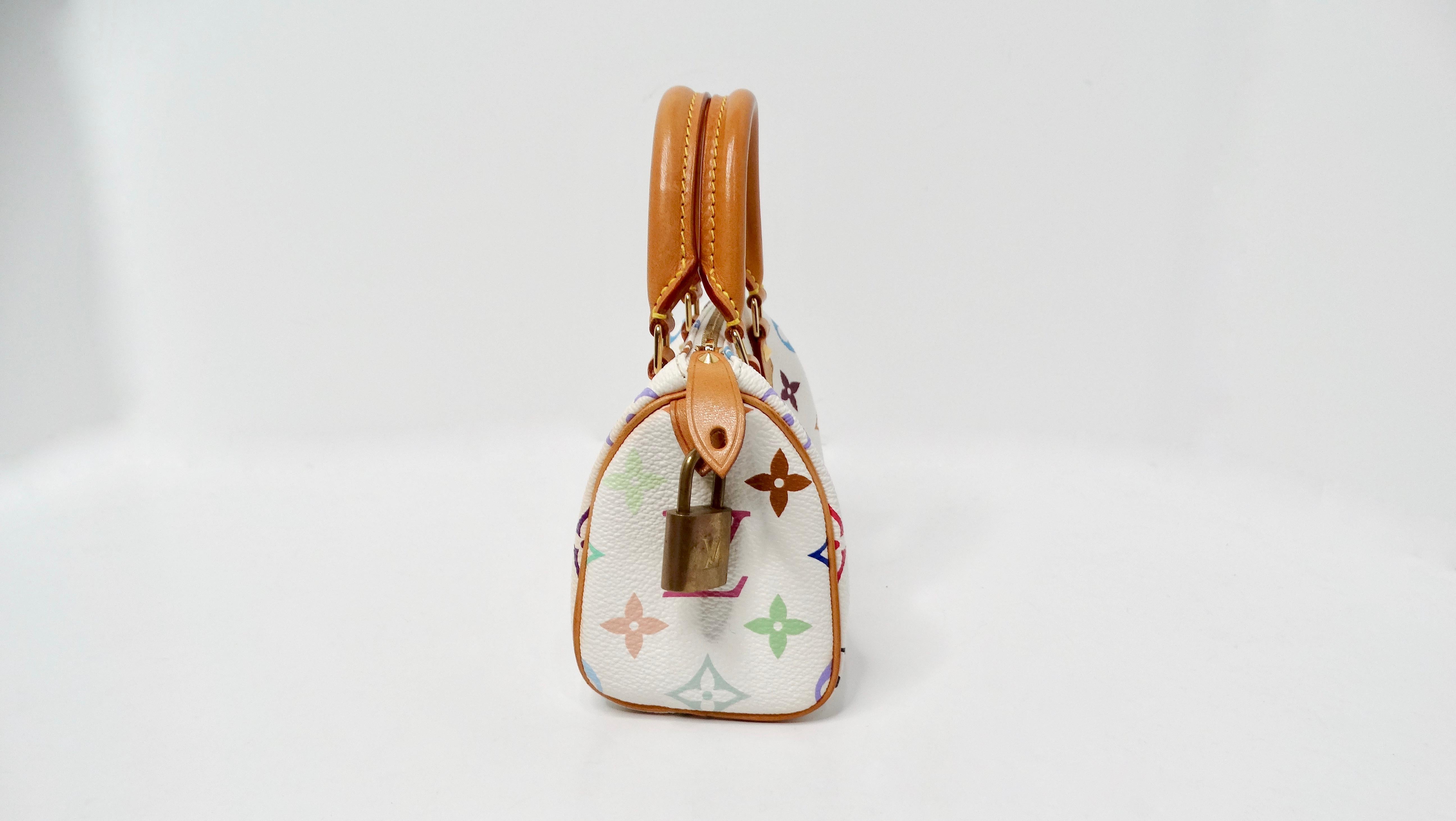 Louis Vuitton x Takashi Murakami Y2K White Multicolor Mini Speedy Handbag For Sale 1