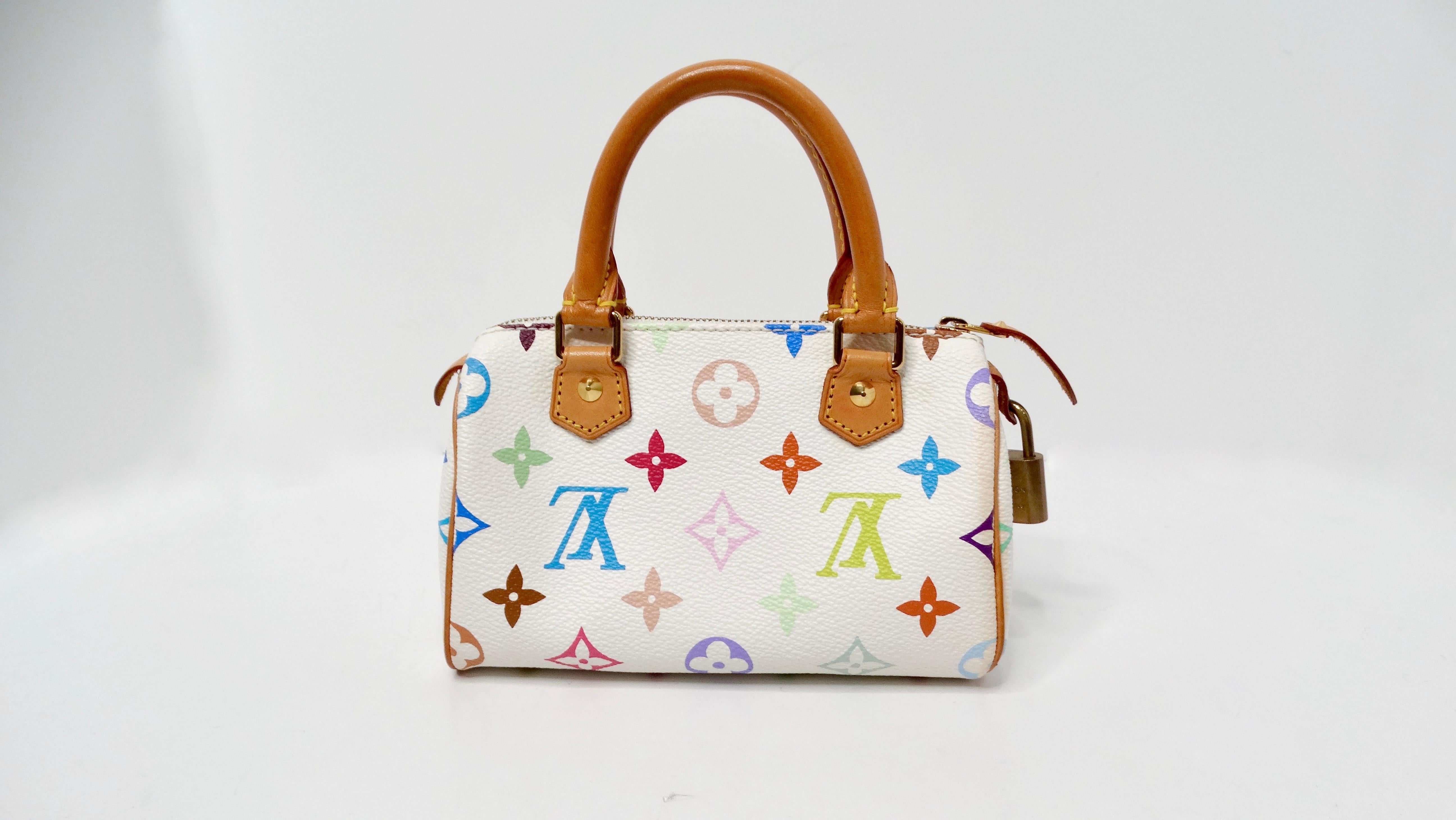 Louis Vuitton x Takashi Murakami Y2K White Multicolor Mini Speedy Handbag For Sale 2