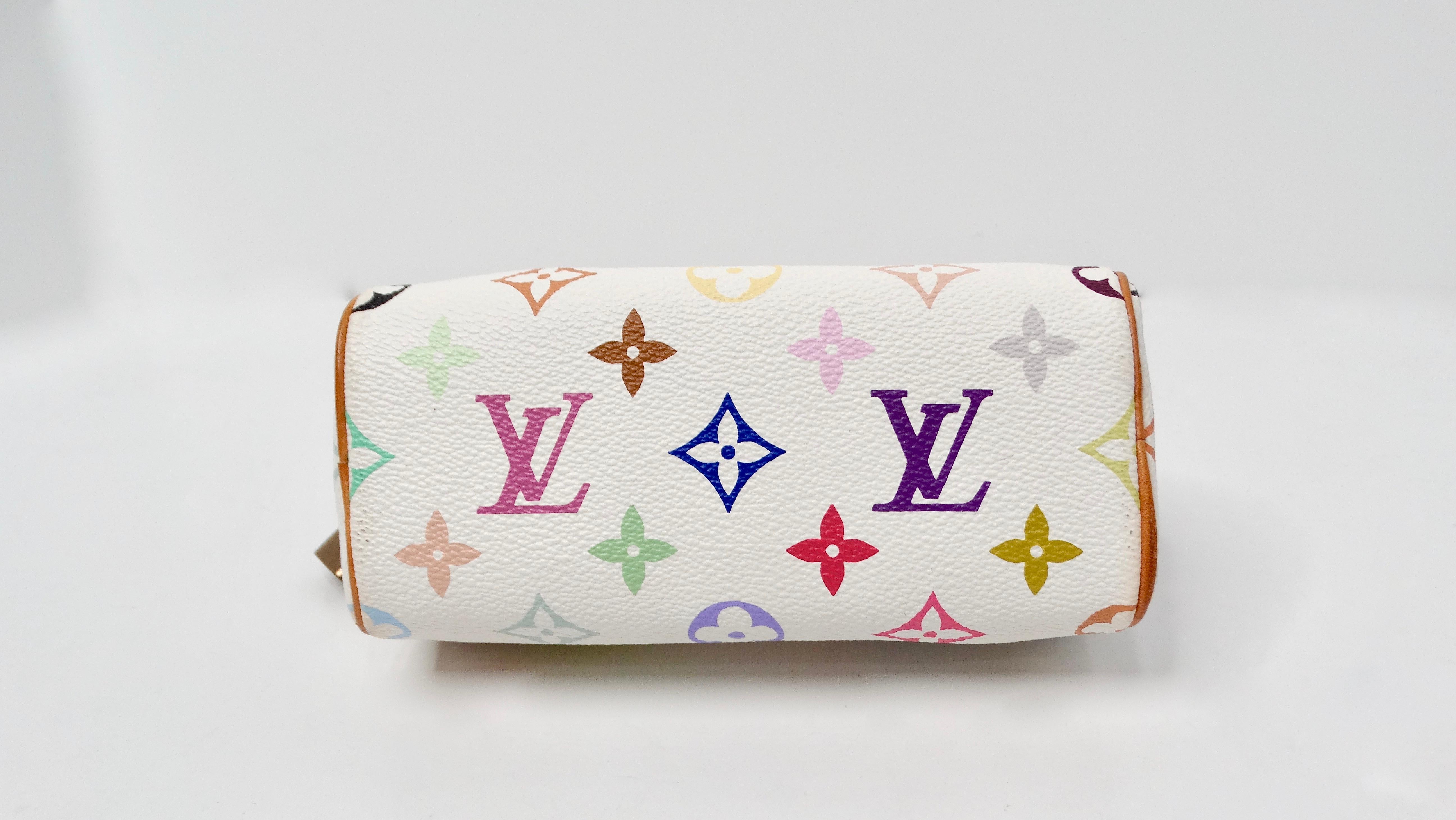 Louis Vuitton x Takashi Murakami Y2K White Multicolor Mini Speedy Handbag For Sale 4