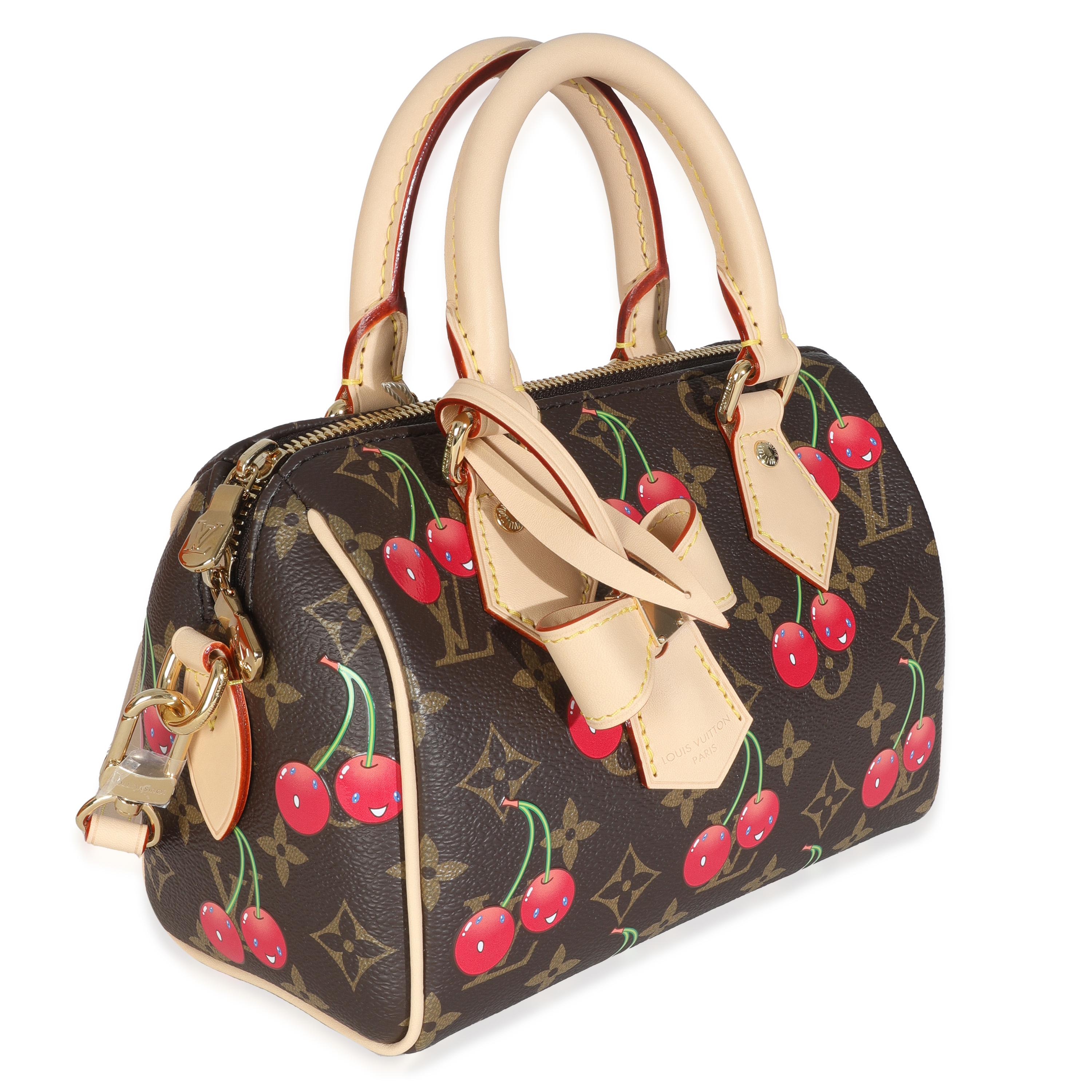 Marrone Louis Vuitton x TM Monogram Cerises Canvas Speedy Bandouliere 20 in vendita