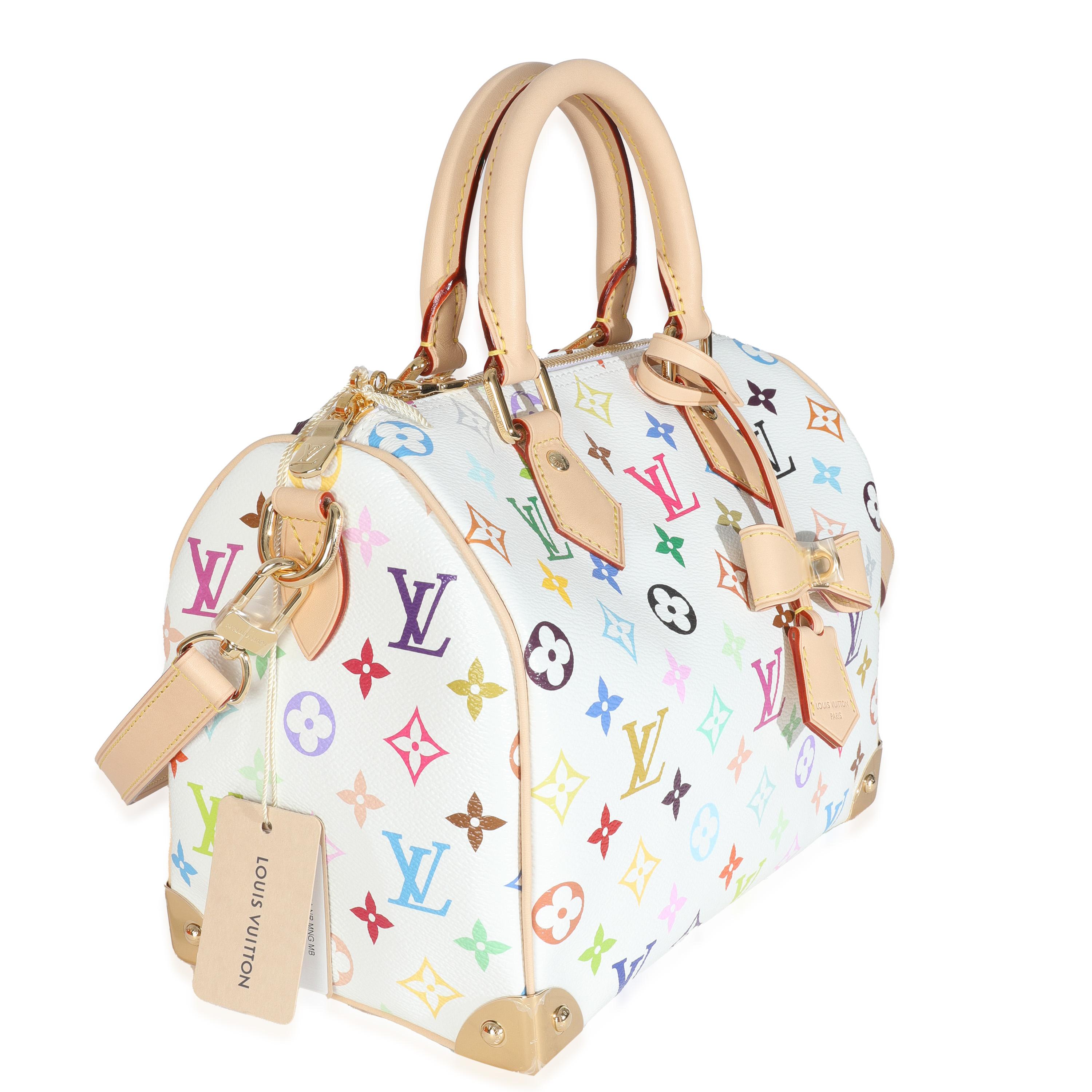 Listing Title: Louis Vuitton x TM Monogram White Multicolor Canvas Speedy Bandouliere 25
SKU: Z147293
Condition: Pre-owned 
Condition Description: Originally called the 'Express' bag, Louis Vuitton's Speedy bag is a style that has been around since