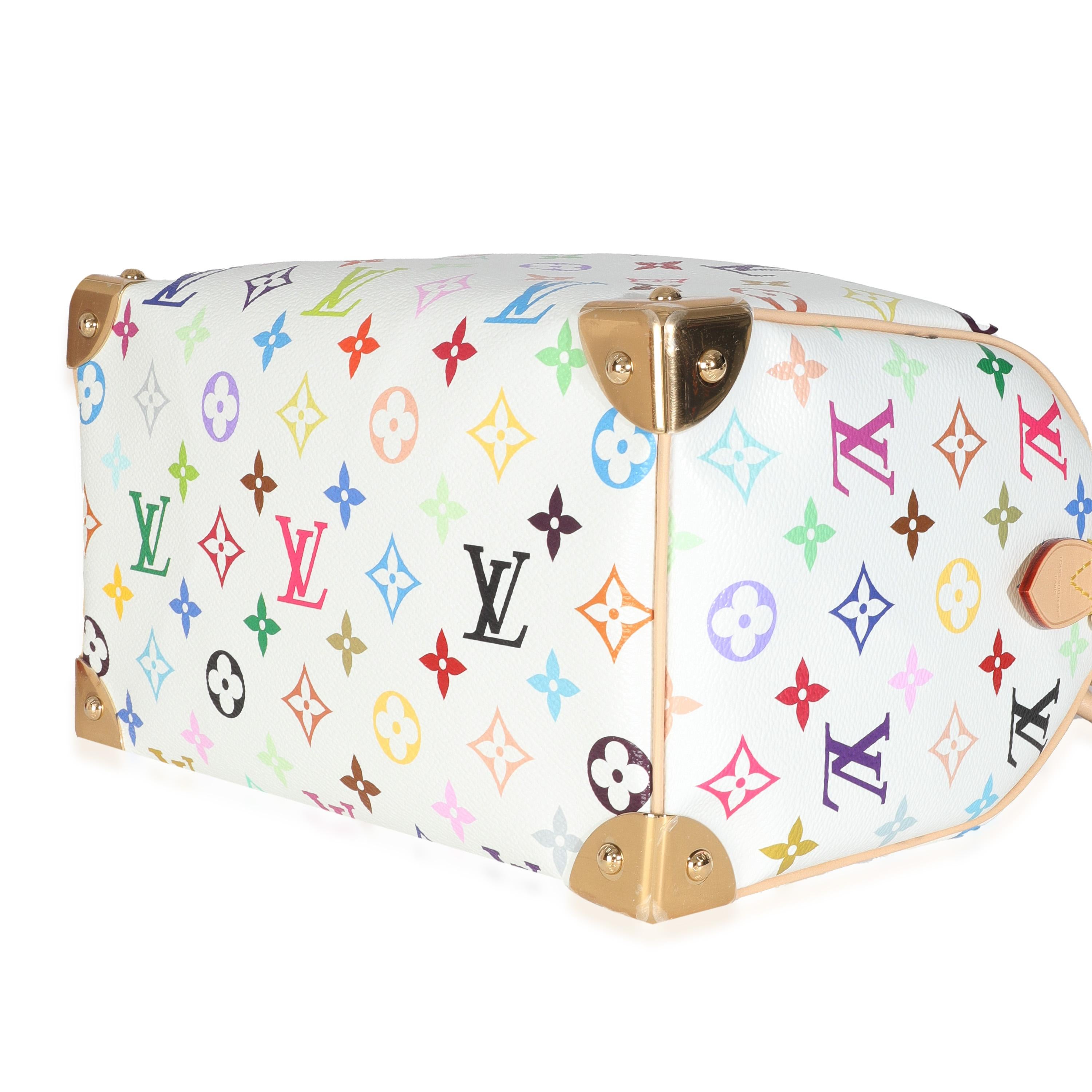 Louis Vuitton x TM Monogram White Multicolor Canvas Speedy Bandouliere 25 For Sale 1