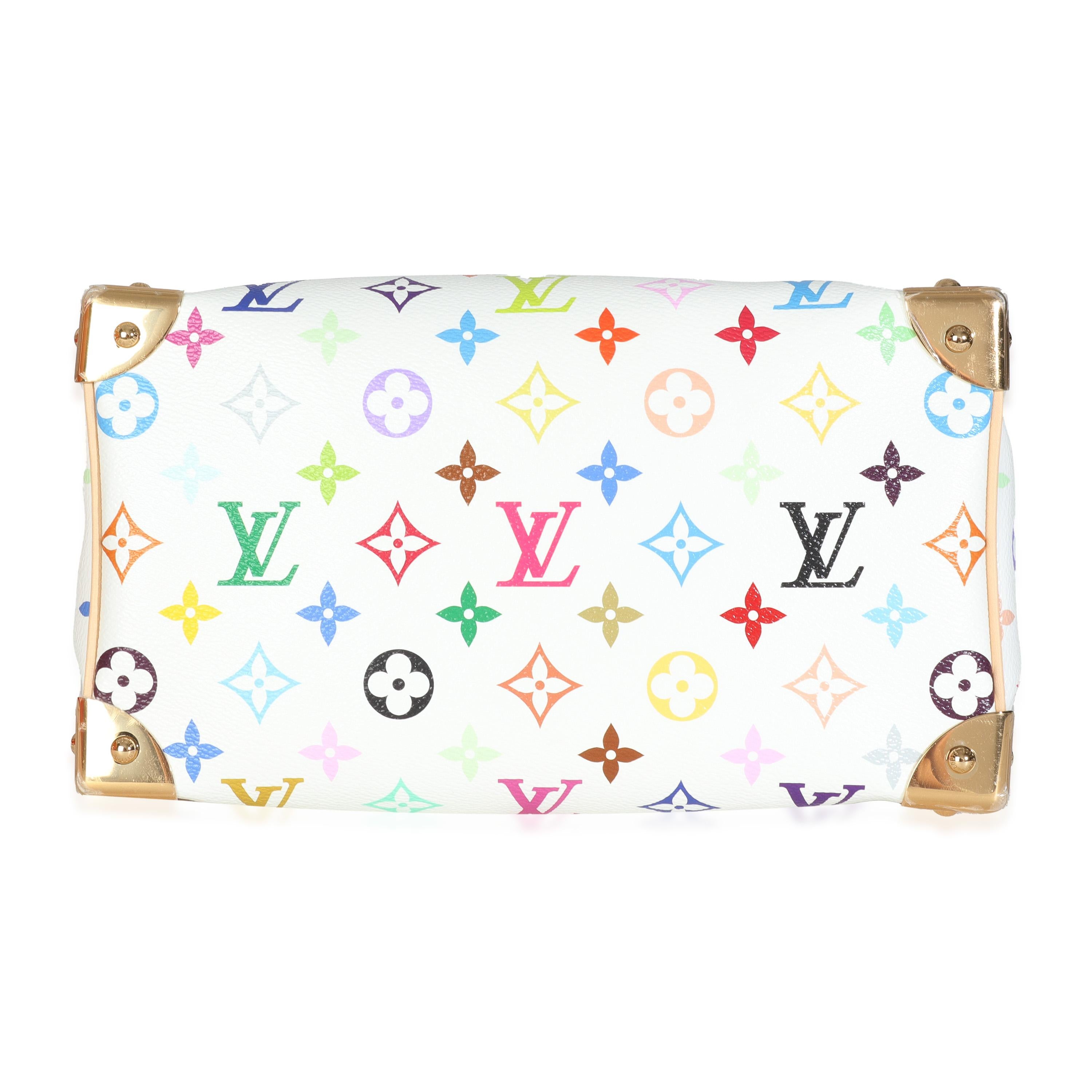 Louis Vuitton x TM Monogram White Multicolor Canvas Speedy Bandouliere 25 For Sale 2