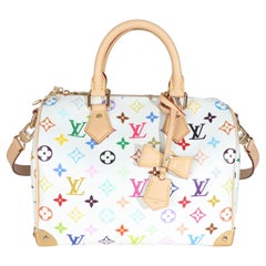 Louis Vuitton x TM Monogram White Multicolor Canvas Speedy Bandouliere 25