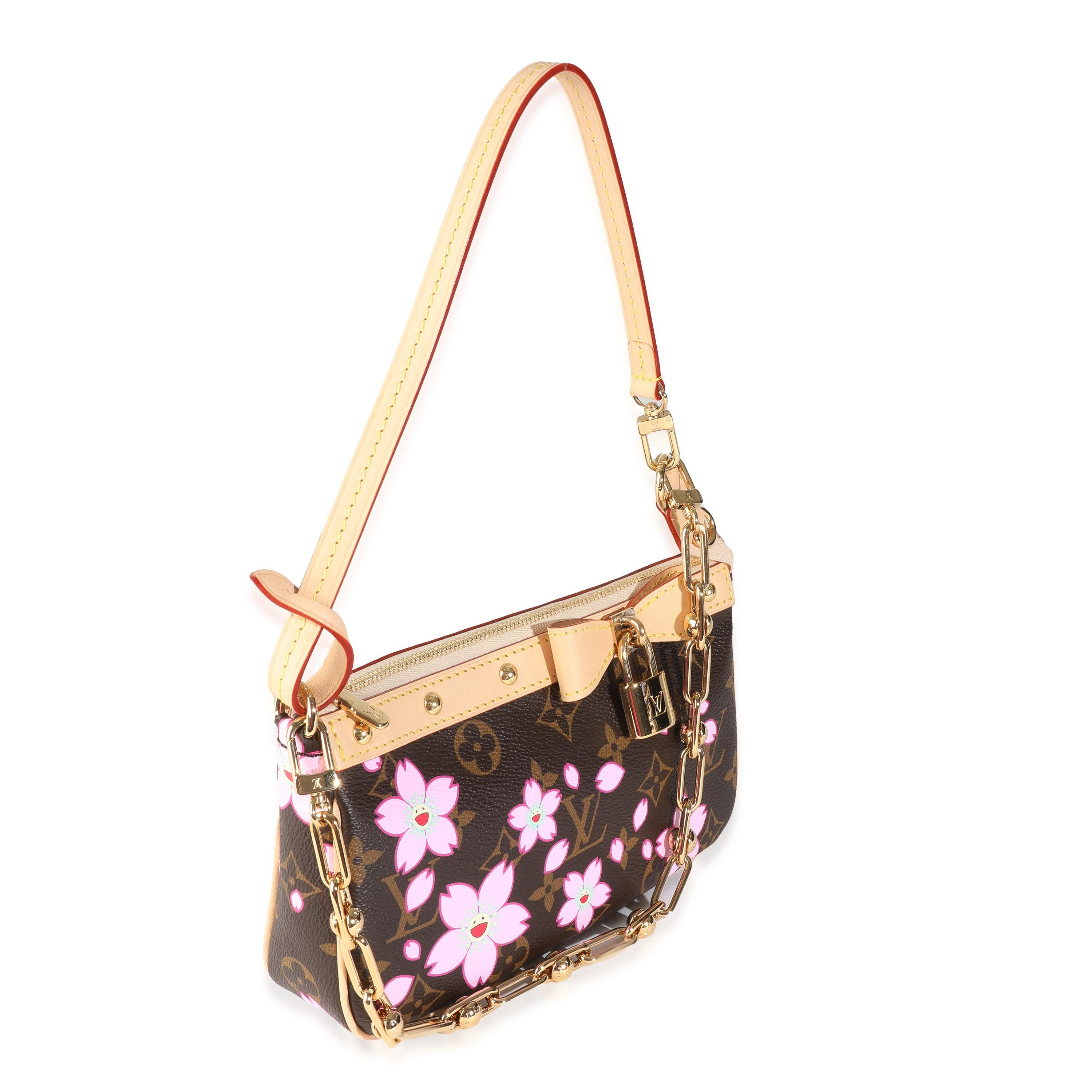 Louis Vuitton x TM Sakura Brown Monogram Canvas Pochette Accessoires In New Condition For Sale In New York, NY