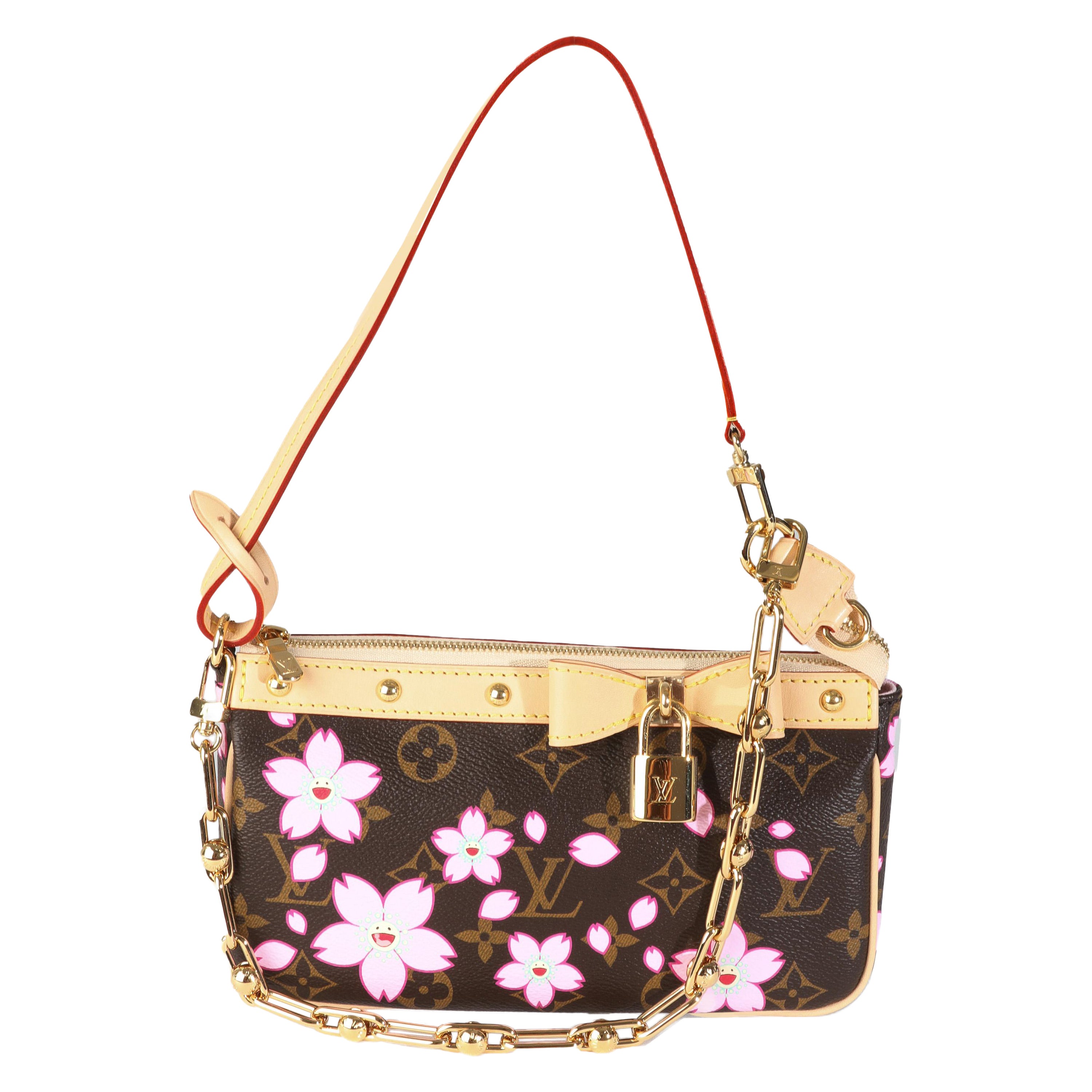 Louis Vuitton x TM Sakura Brown Monogram Canvas Pochette Accessoires For Sale