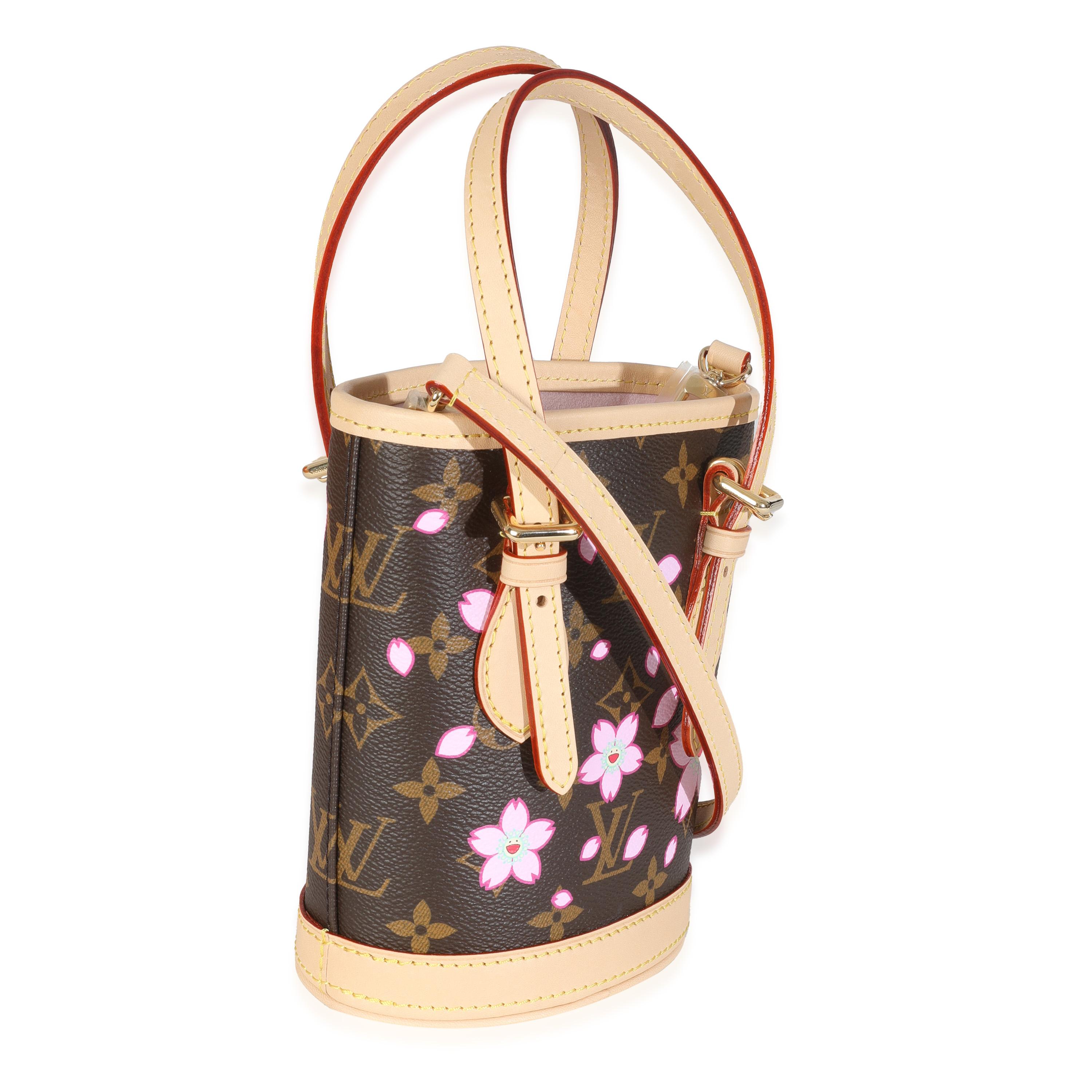 Women's or Men's Louis Vuitton x TM Sakura Brown Monogram Cherry Blossom Nano Bucket For Sale