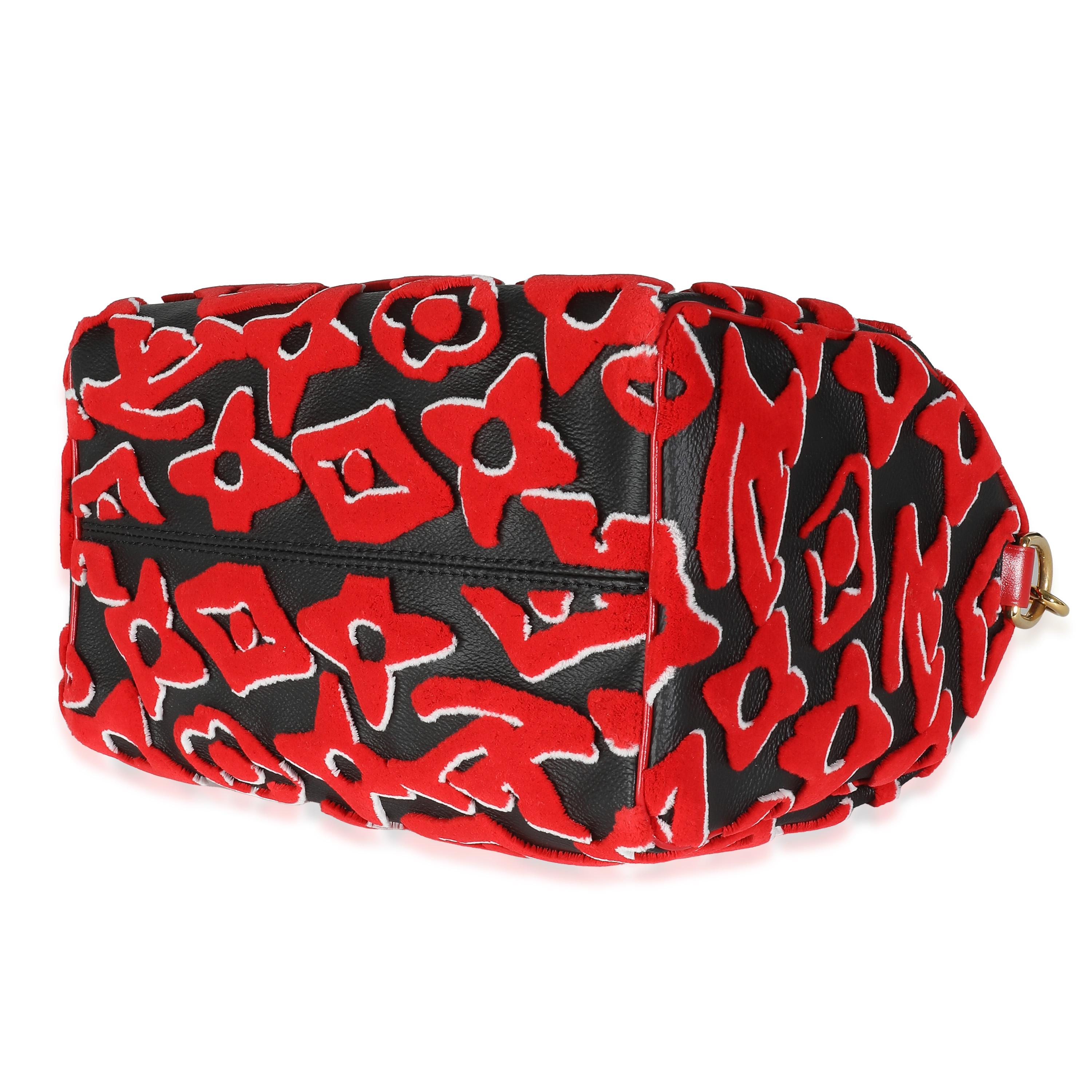 Louis Vuitton x UF Black Red Tufted Monogram Speedy Bandouliere 25 For Sale 1