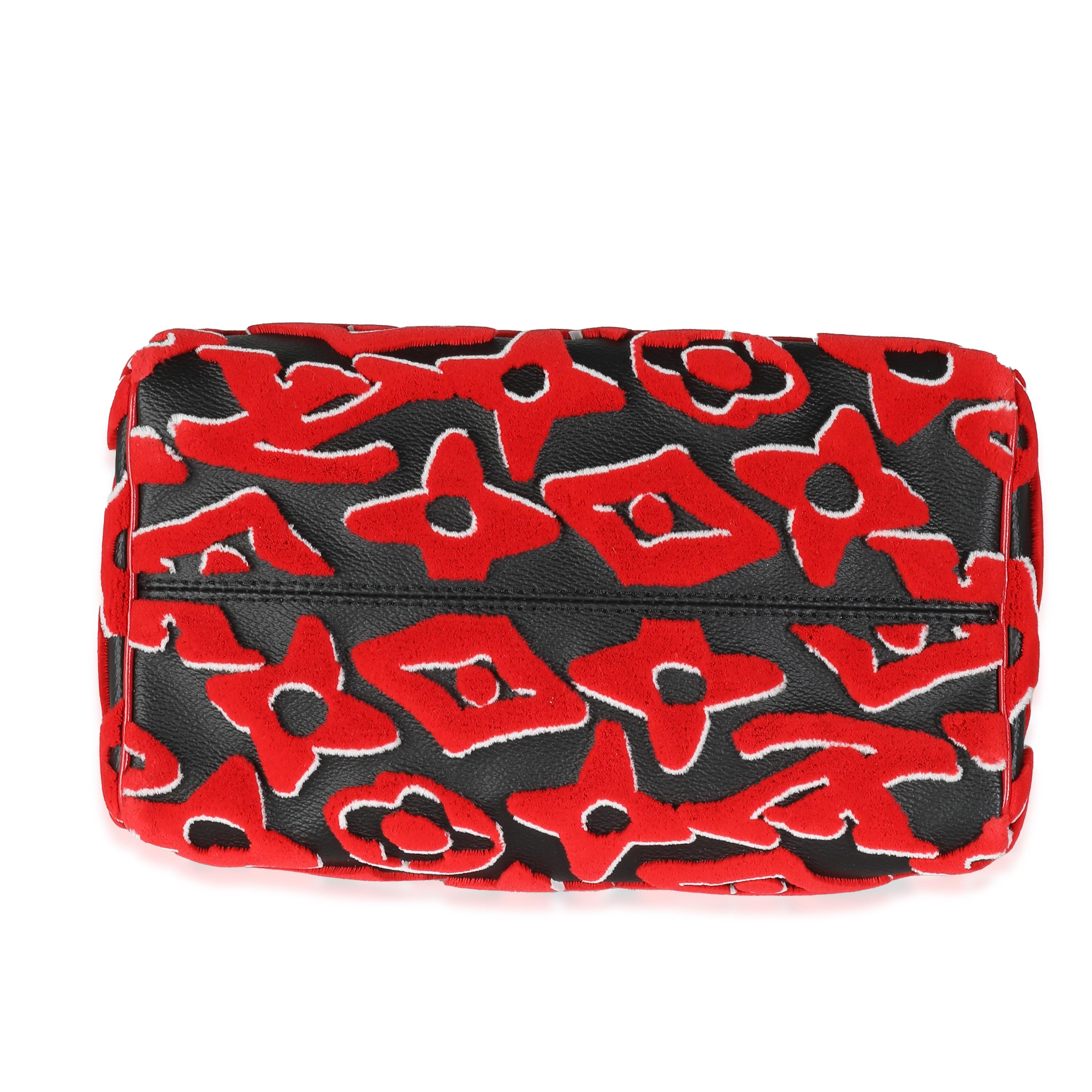 Louis Vuitton x UF Black Red Tufted Monogram Speedy Bandouliere 25 For Sale 4