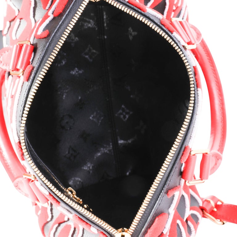 Louis Vuitton x Urs Fischer Limited Black and Red Tufted Monogram Canvas  Speedy 25 For Sale at 1stDibs