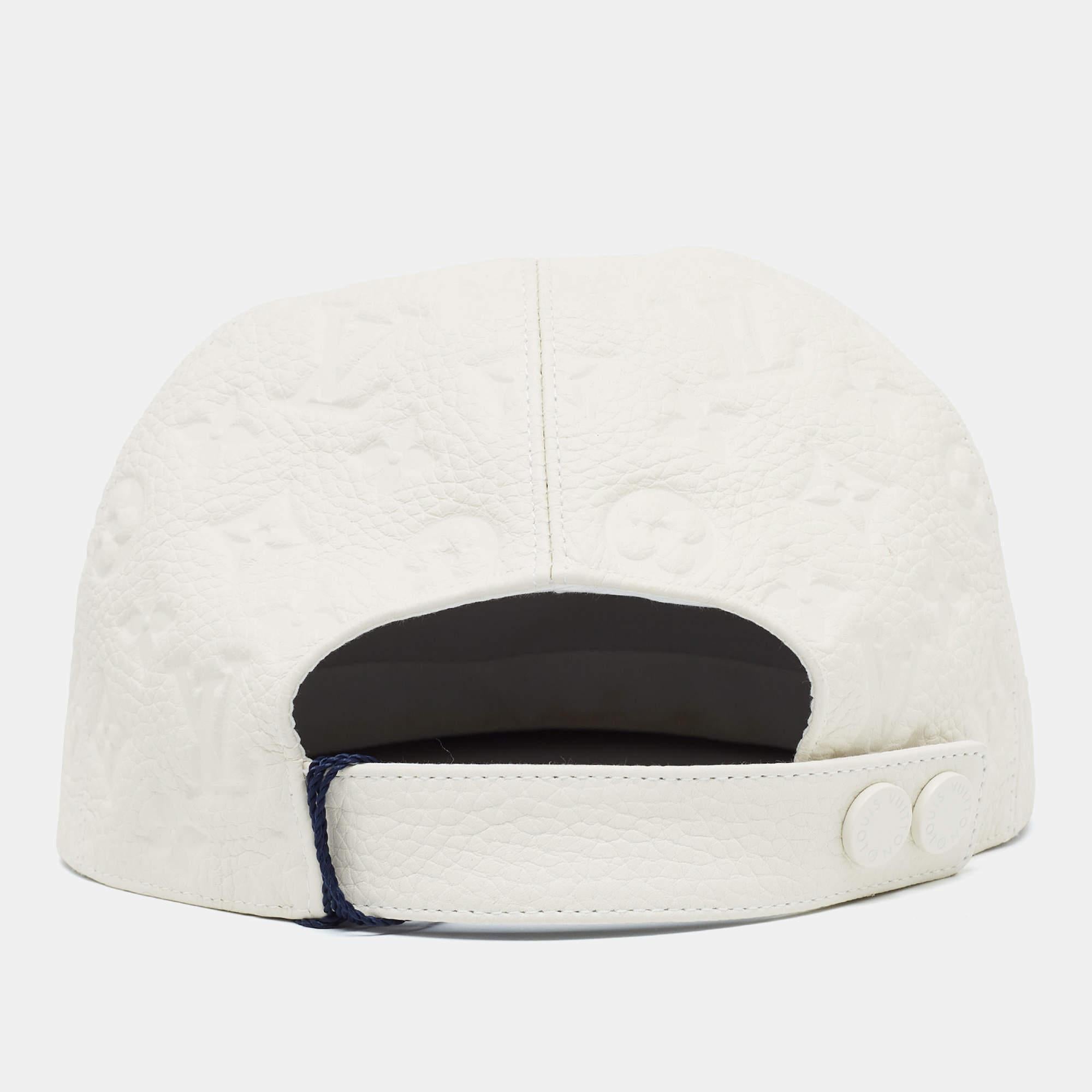 Louis Vuitton X Virgil Abloh Limited Edition White Casquette Monogram Quill Base For Sale 2