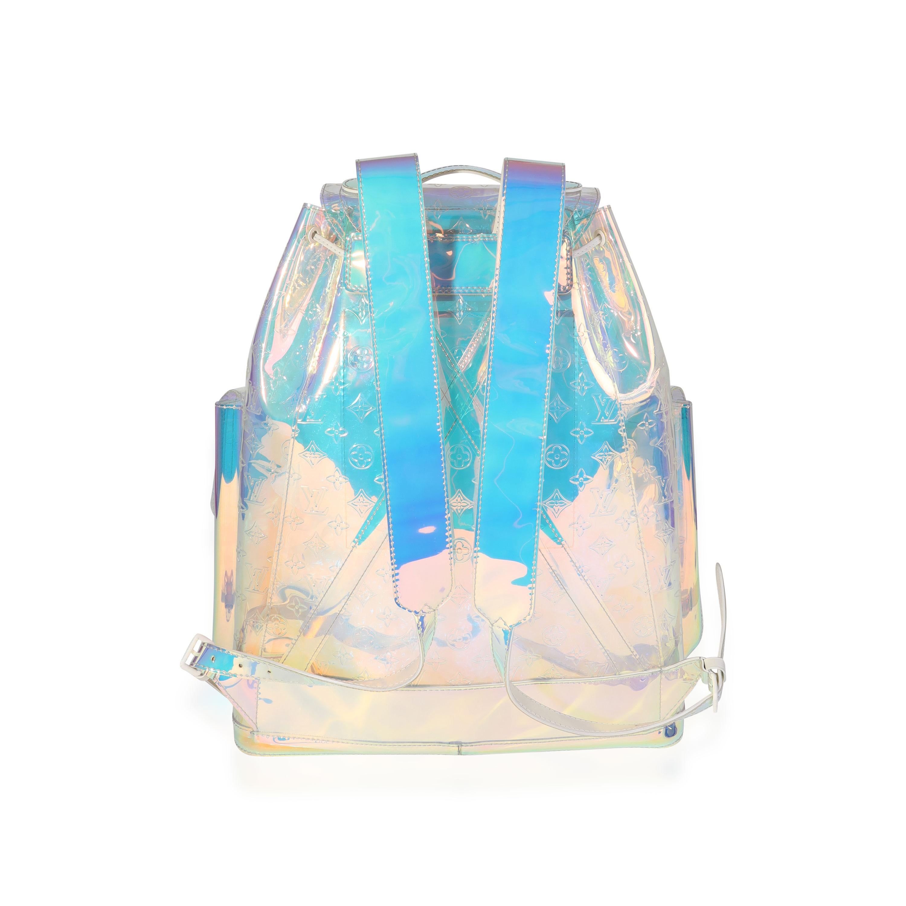 Listing Title: Louis Vuitton x Virgil Abloh PVC Prism Christopher Backpack
SKU: 116043
Condition: Pre-owned 
Handbag Condition: Very Good
Condition Comments: Very Good Condition. Light scuffing and creasing to PVC. Light discoloration to white