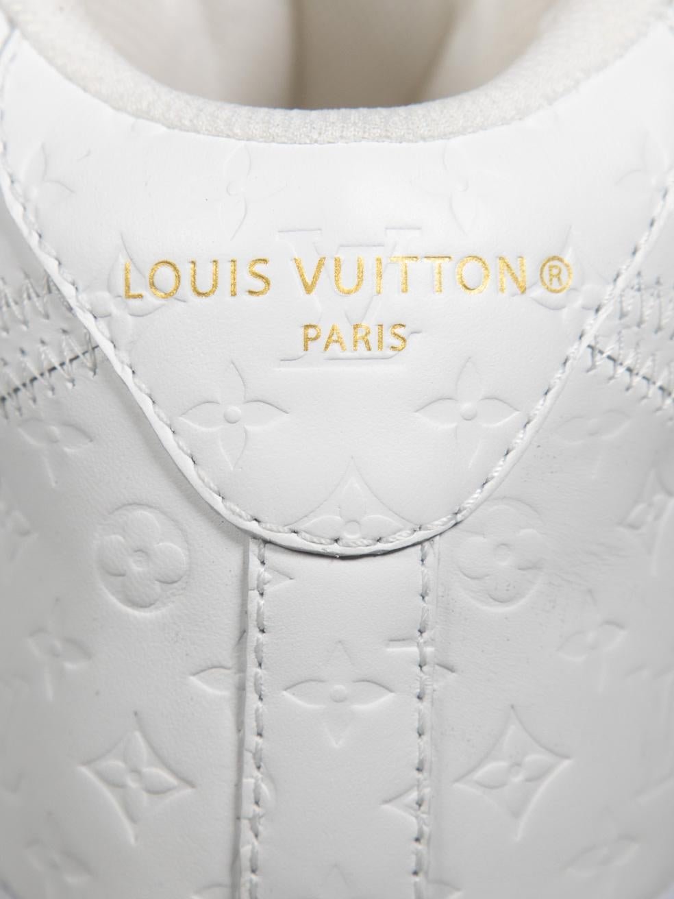 Louis Vuitton x Virgil Abloh Weißes Leder Air Force 1 Turnschuhe Größe US 7 im Angebot 5