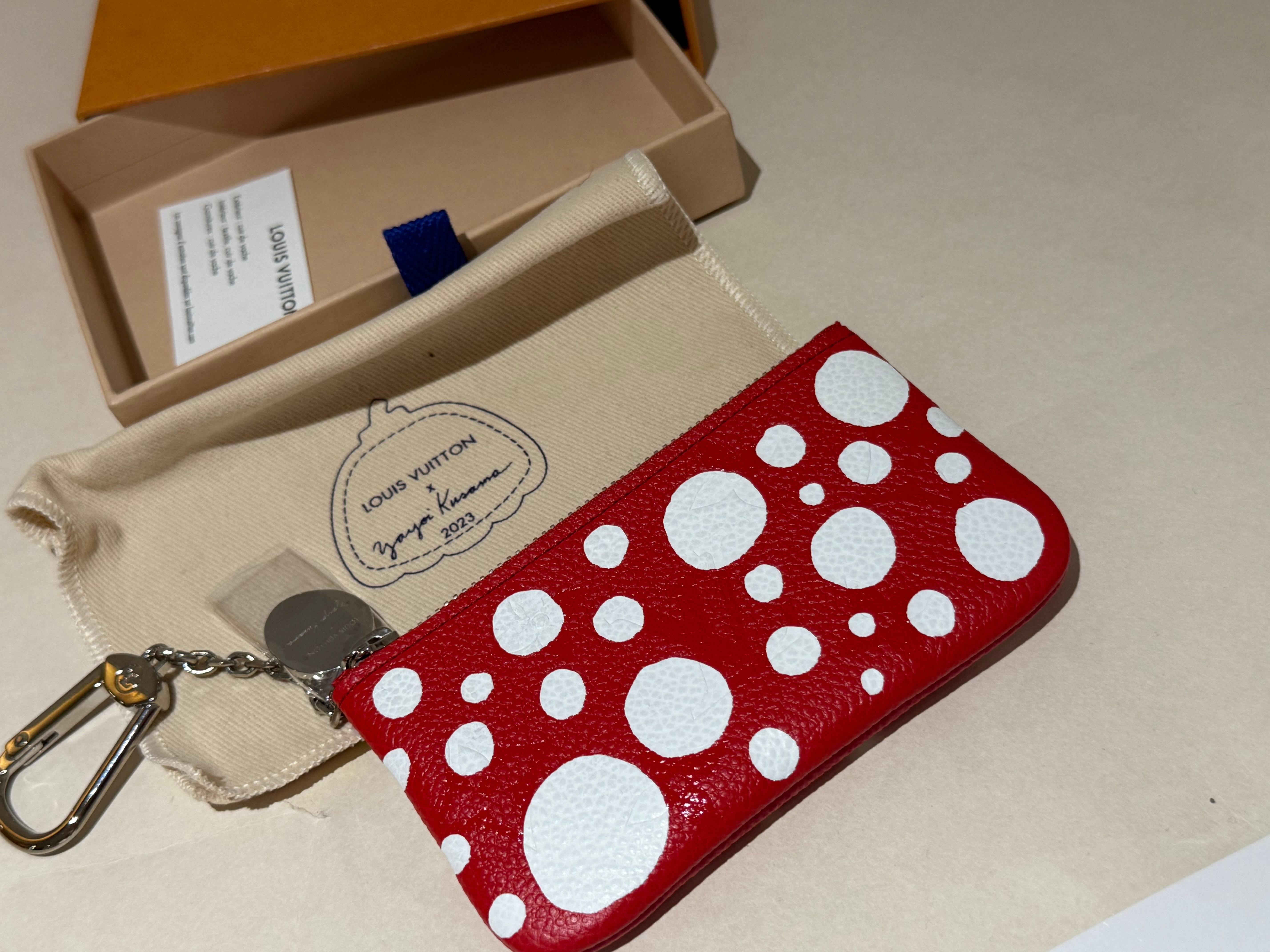 Gray Louis Vuitton x Yayoi Kusama A Red Polka Dot Key Pouch For Sale