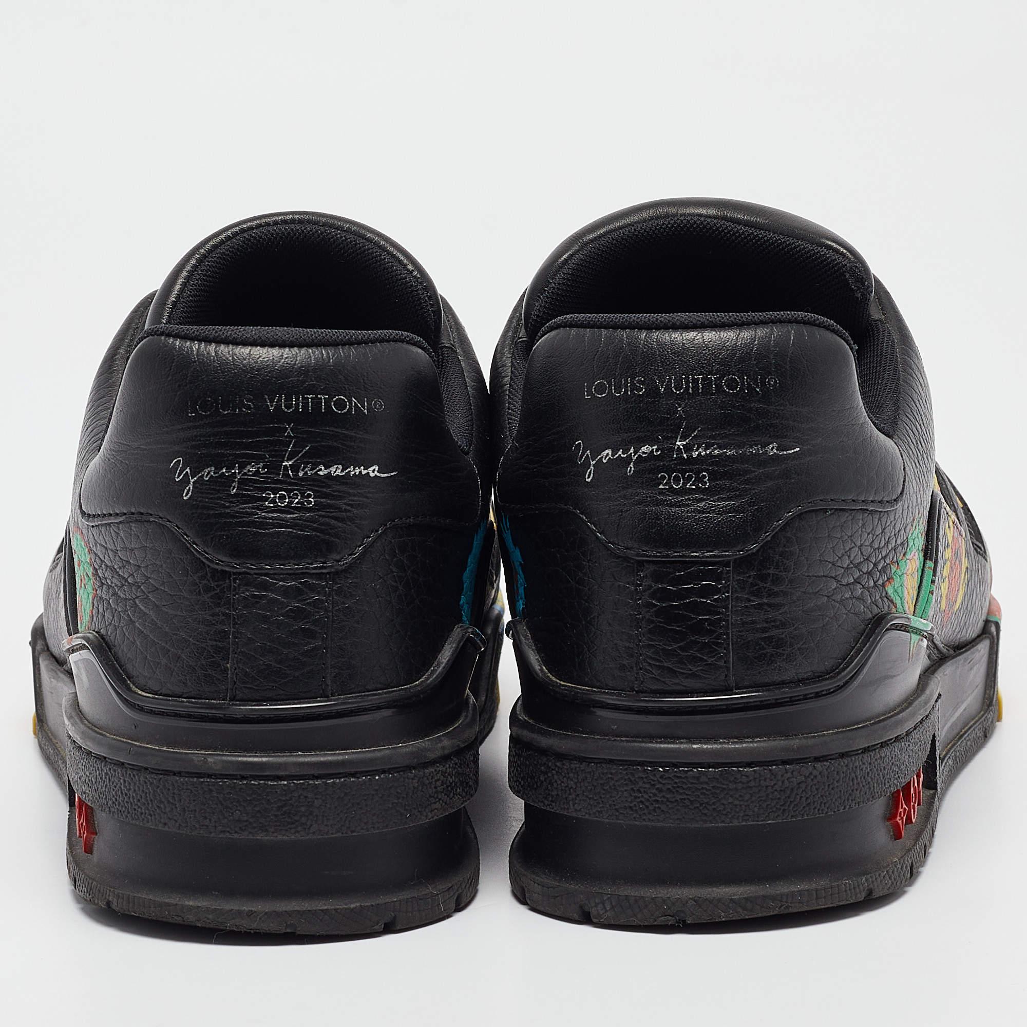 Louis Vuitton x Yayoi Kusama Black Leather LV Trainer Sneakers Size 41.5 1