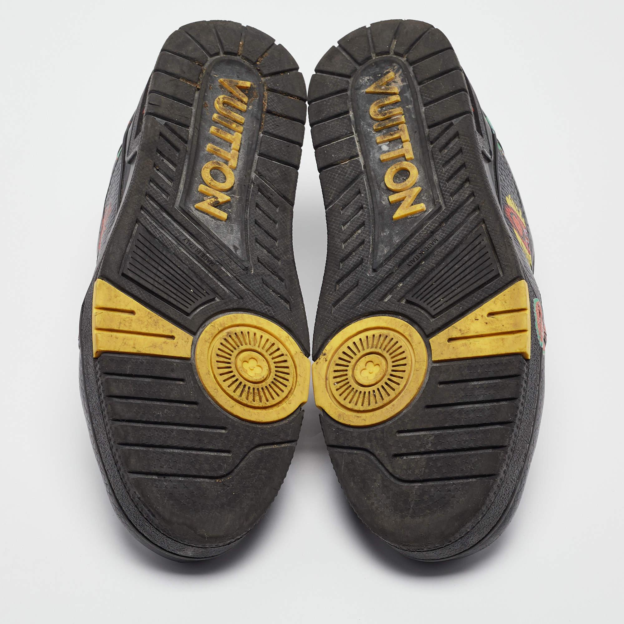 Louis Vuitton x Yayoi Kusama Black Leather LV Trainer Sneakers Size 41.5 2