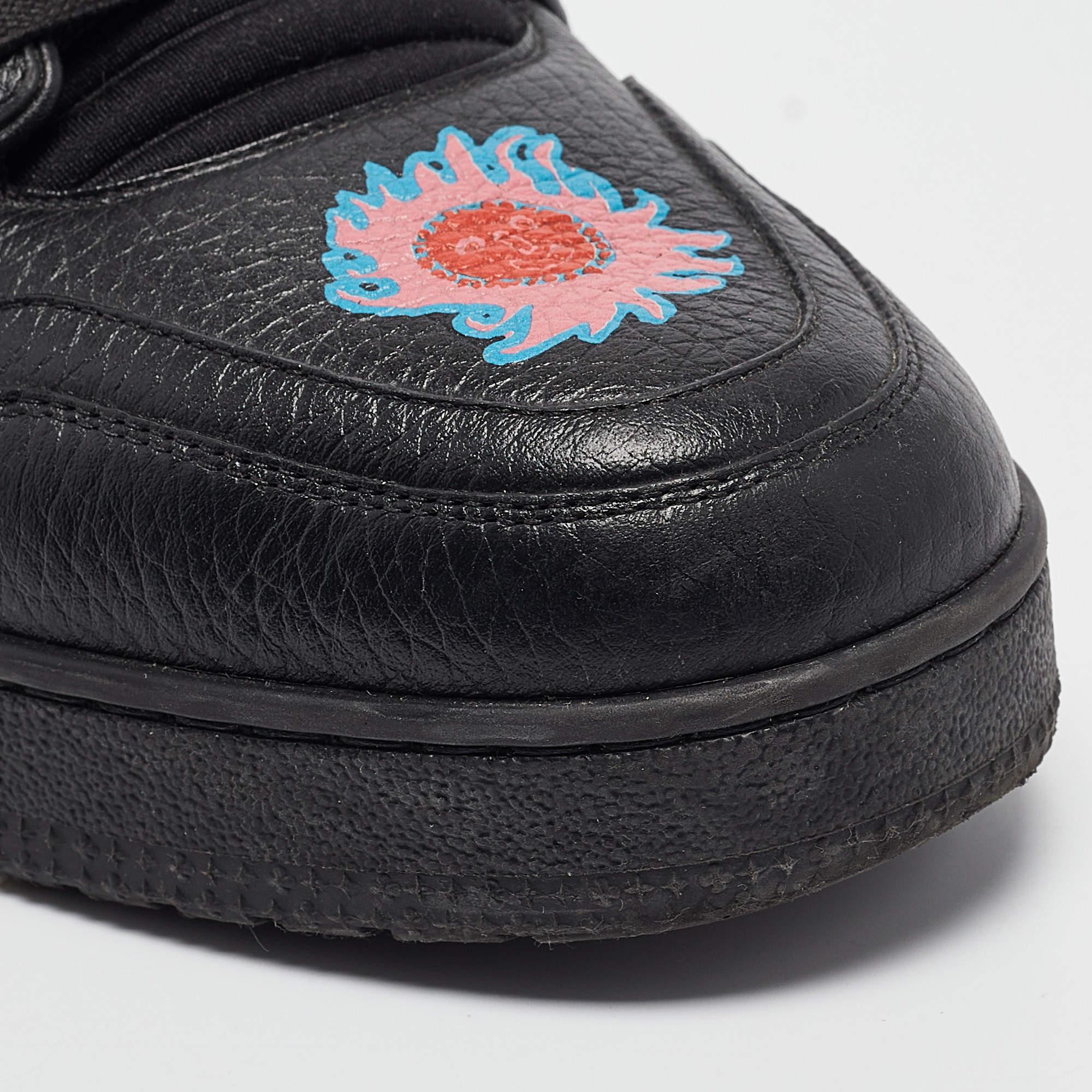 Louis Vuitton x Yayoi Kusama Black Leather LV Trainer Sneakers Size 41.5 3