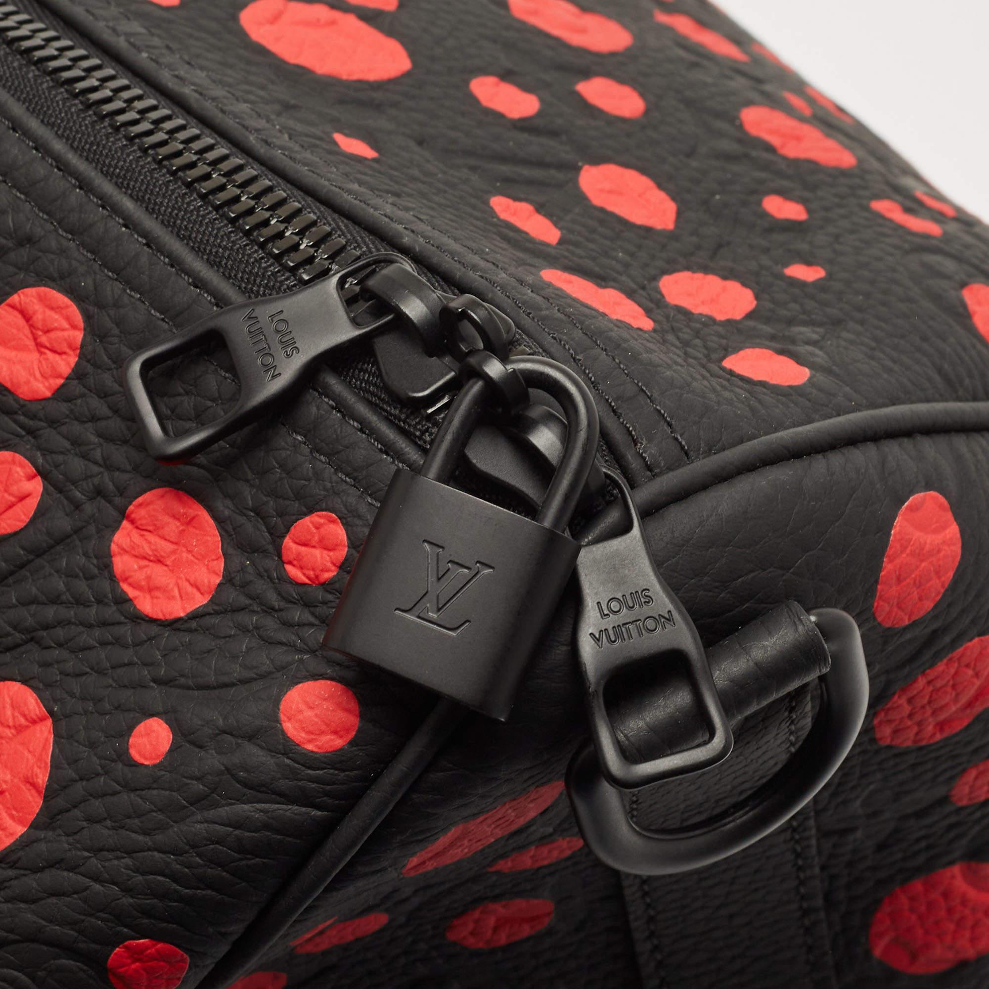 Louis Vuitton X Yayoi Kusama Black/Red Monogram Empreinte Leather Keepall 50  5