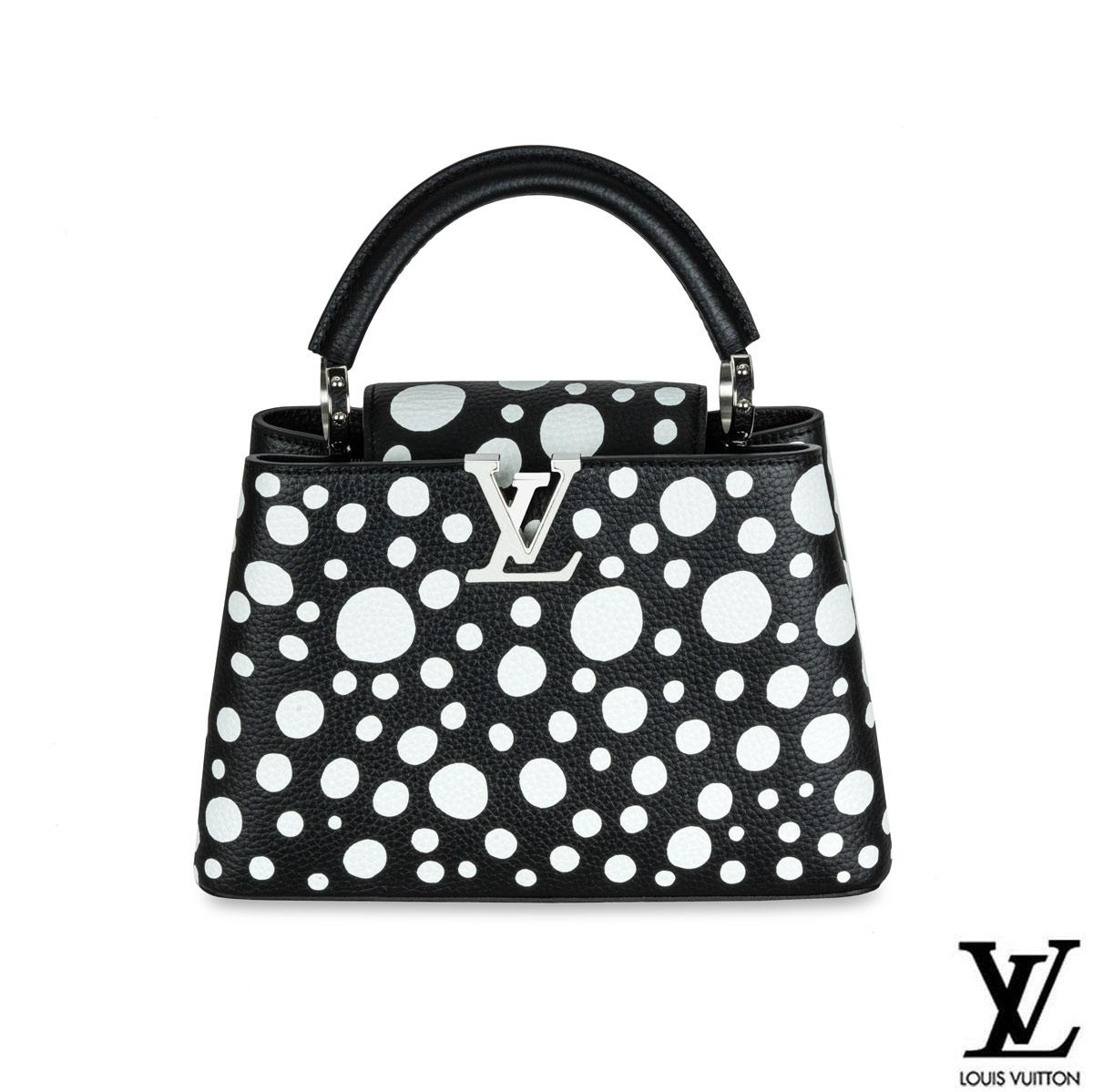 Introducing the mesmerising fusion of luxury and avant-garde artistry - the Louis Vuitton Capucine MM bag, a stunning collaboration with the iconic Japanese artist Yayoi Kusama. This limited-edition masterpiece seamlessly marries Louis Vuitton's