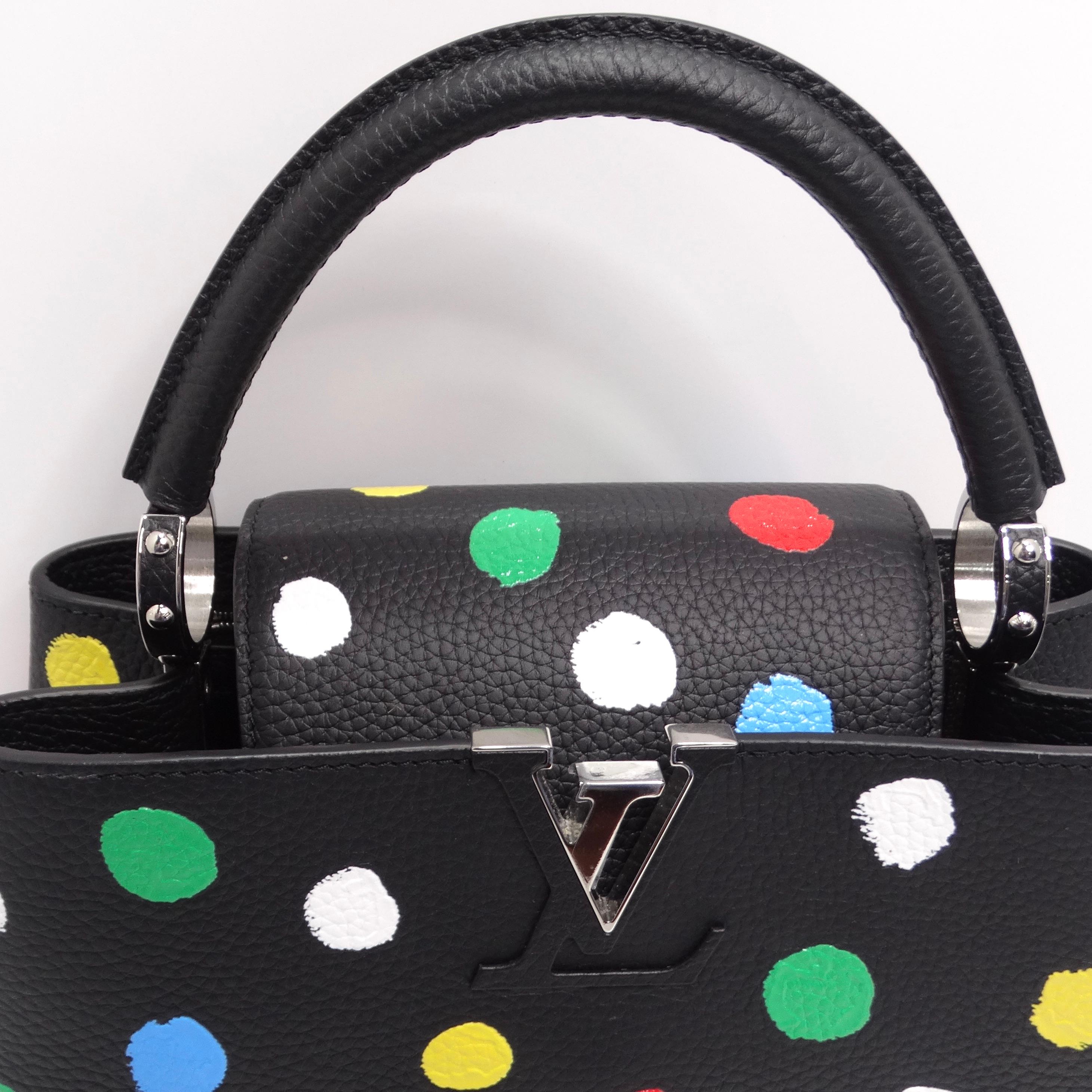 Black Louis Vuitton X Yayoi Kusama Infinity Dots Capucines MM Top-Handle Bag For Sale