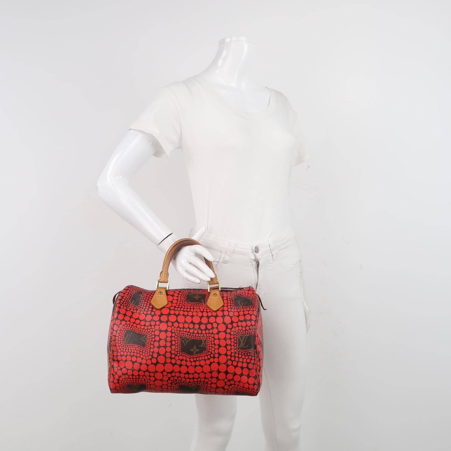 Louis Vuitton x Yayoi Kusama Edizione Limitata Borsa Speedy 30 Rossa con Manico Superiore In condizioni buone in vendita a AUBERVILLIERS, FR