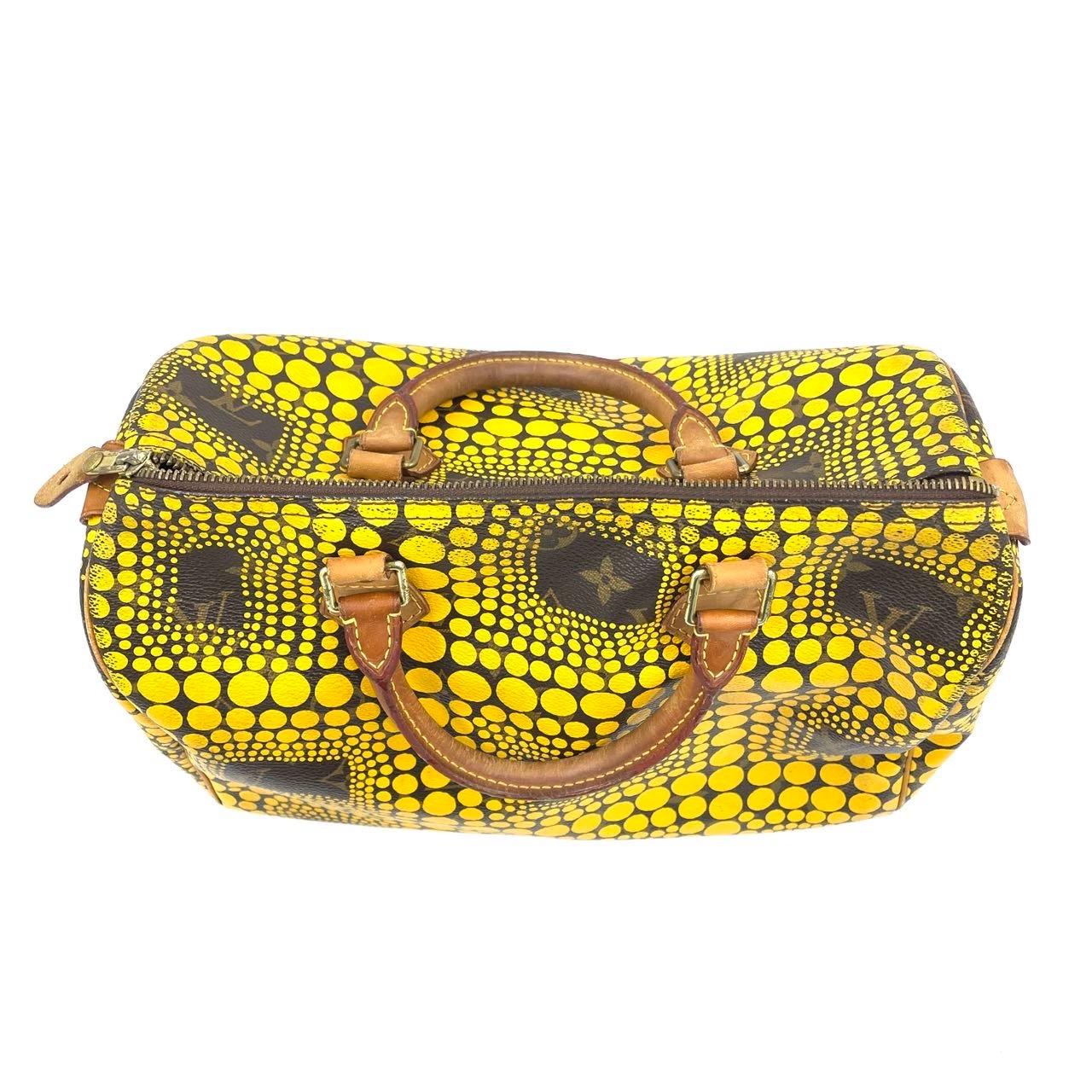 Louis Vuitton x Yayoi Kusama Edizione Limitata Speedy 30 Borsa a manico superiore gialla In condizioni buone in vendita a AUBERVILLIERS, FR