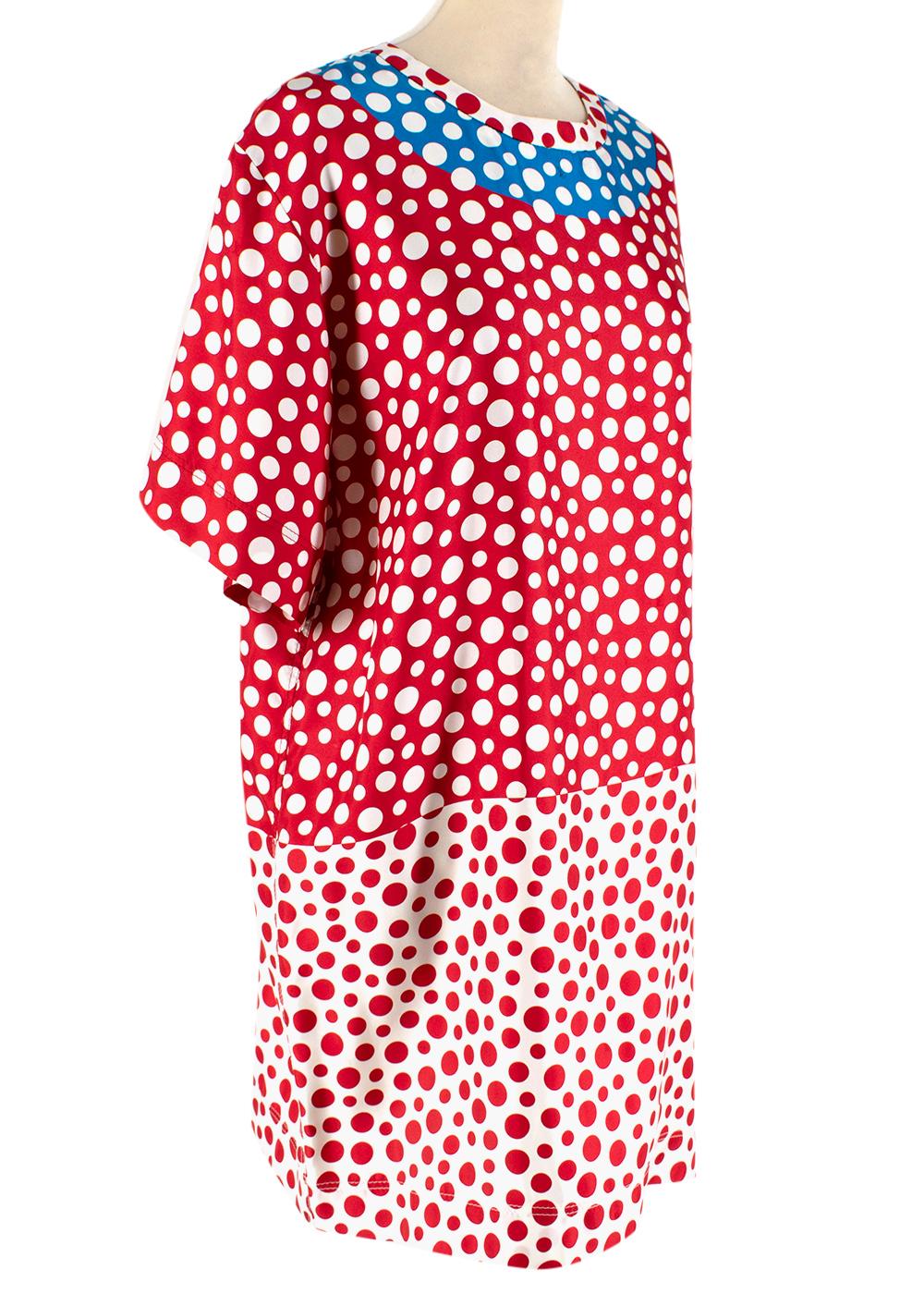 Louis Vuitton x Yayoi Kusama Red & Blue Silk Spotted Dress - Size US 10 4
