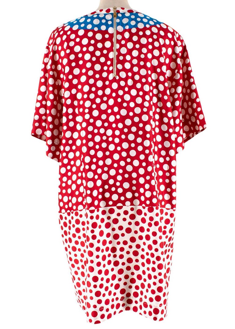 Louis Vuitton x Yayoi Kusama Red and Blue Silk Spotted Dress Size US